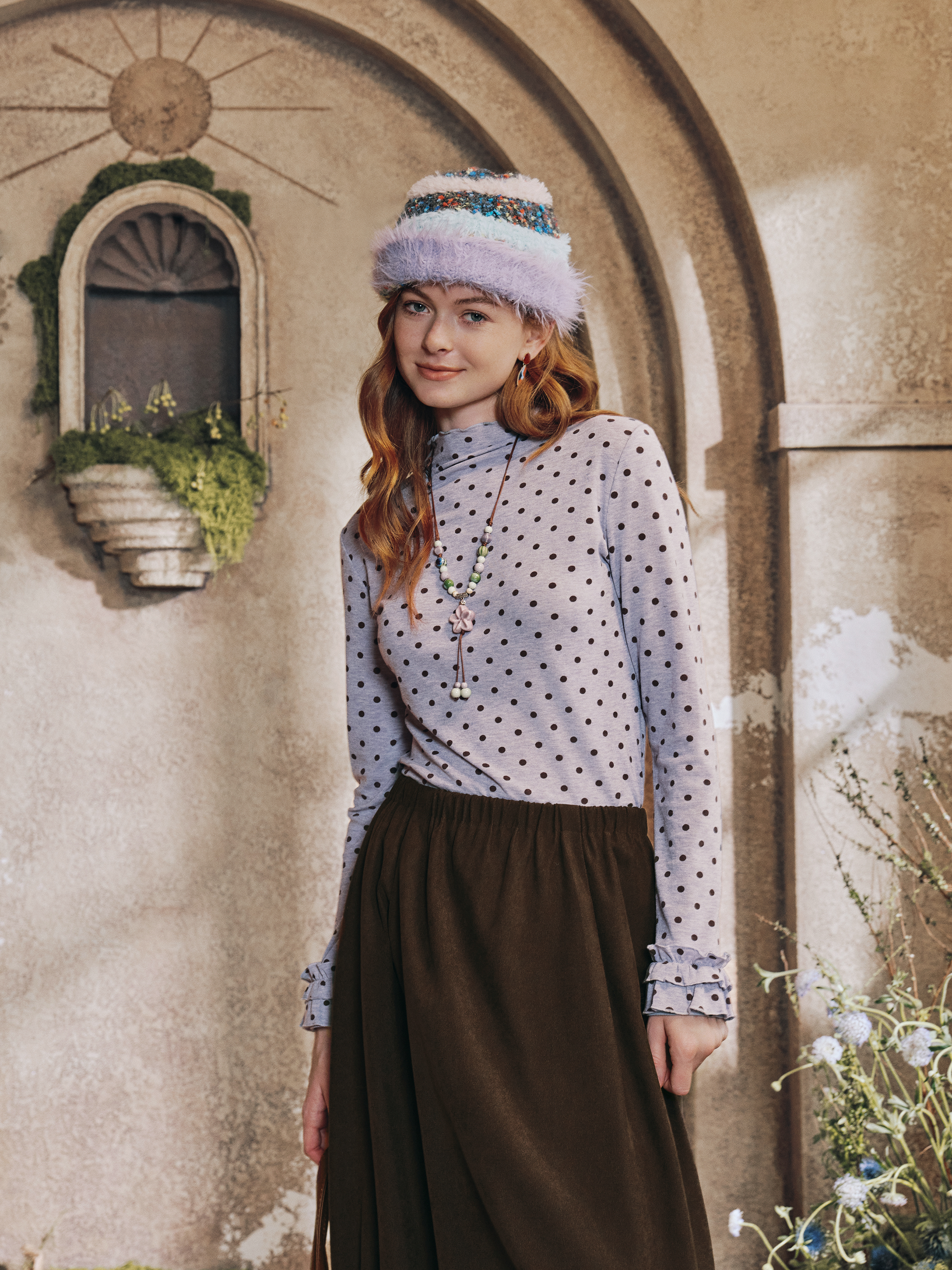 Soft Argyle Knit Top