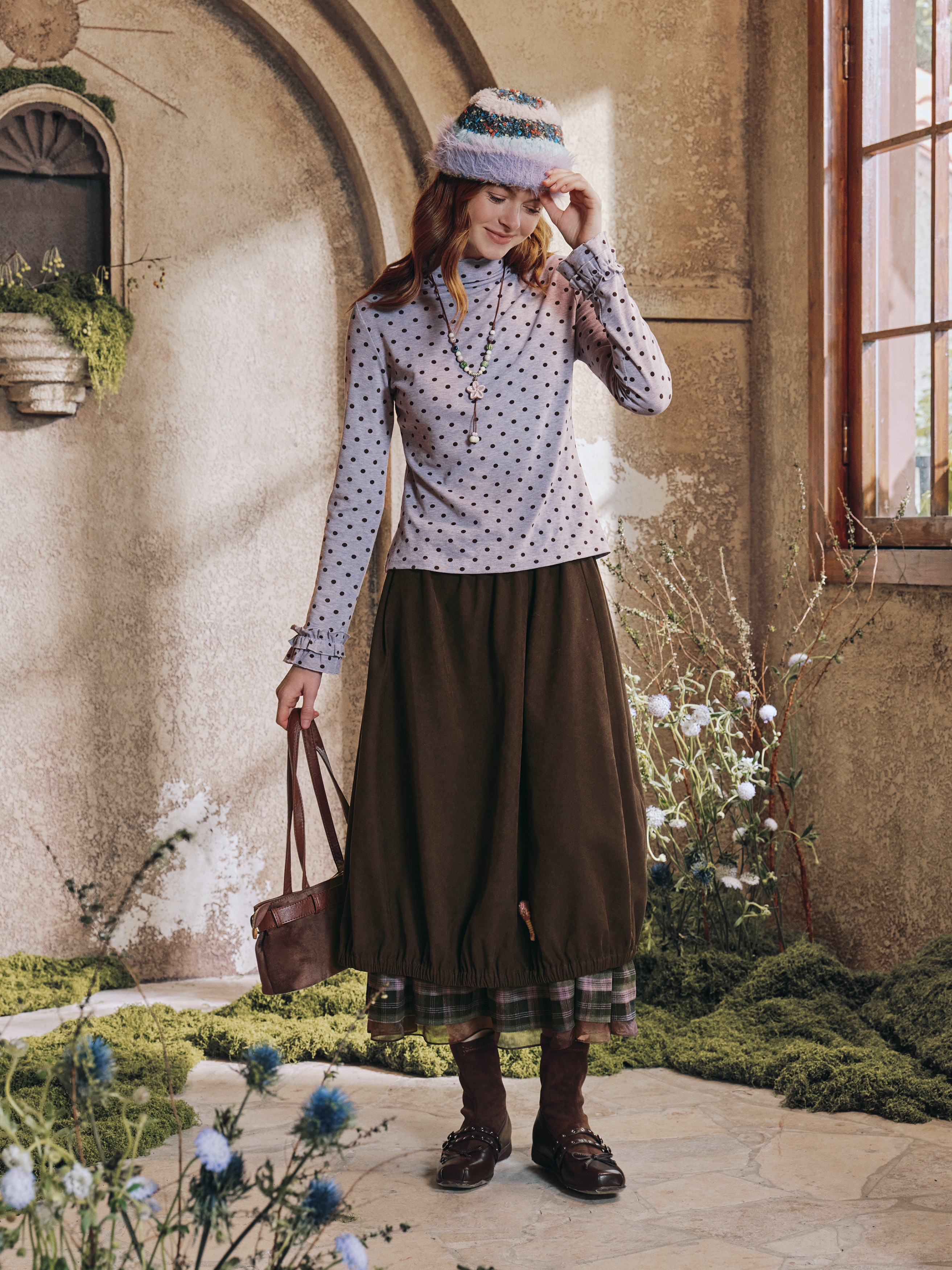 Soft Argyle Knit Top