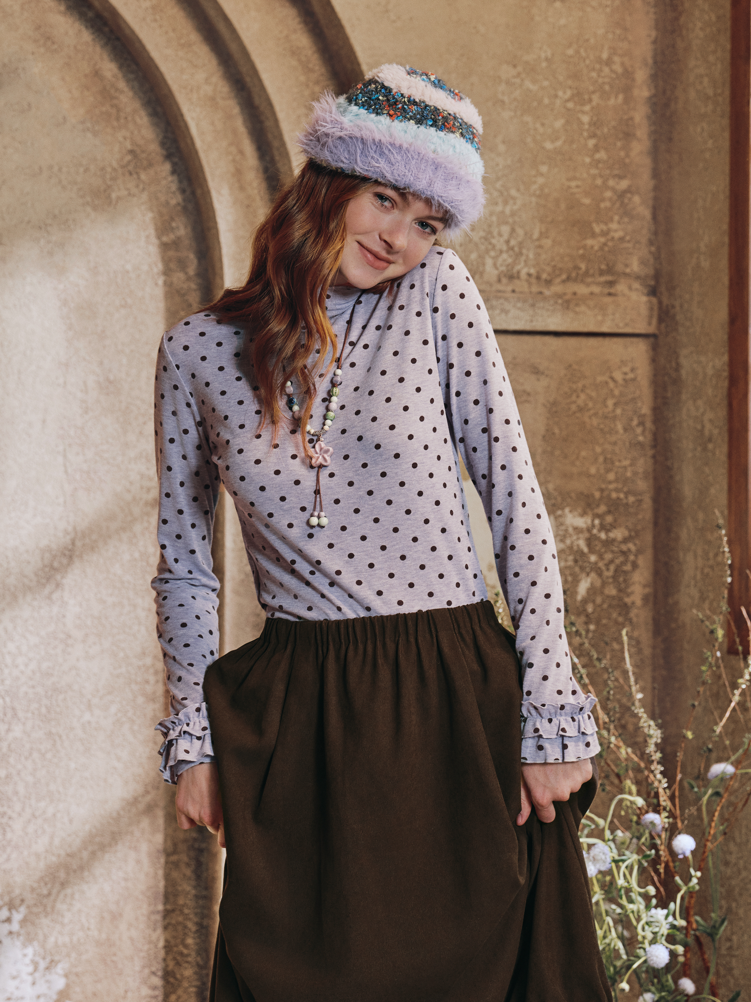 Soft Argyle Knit Top