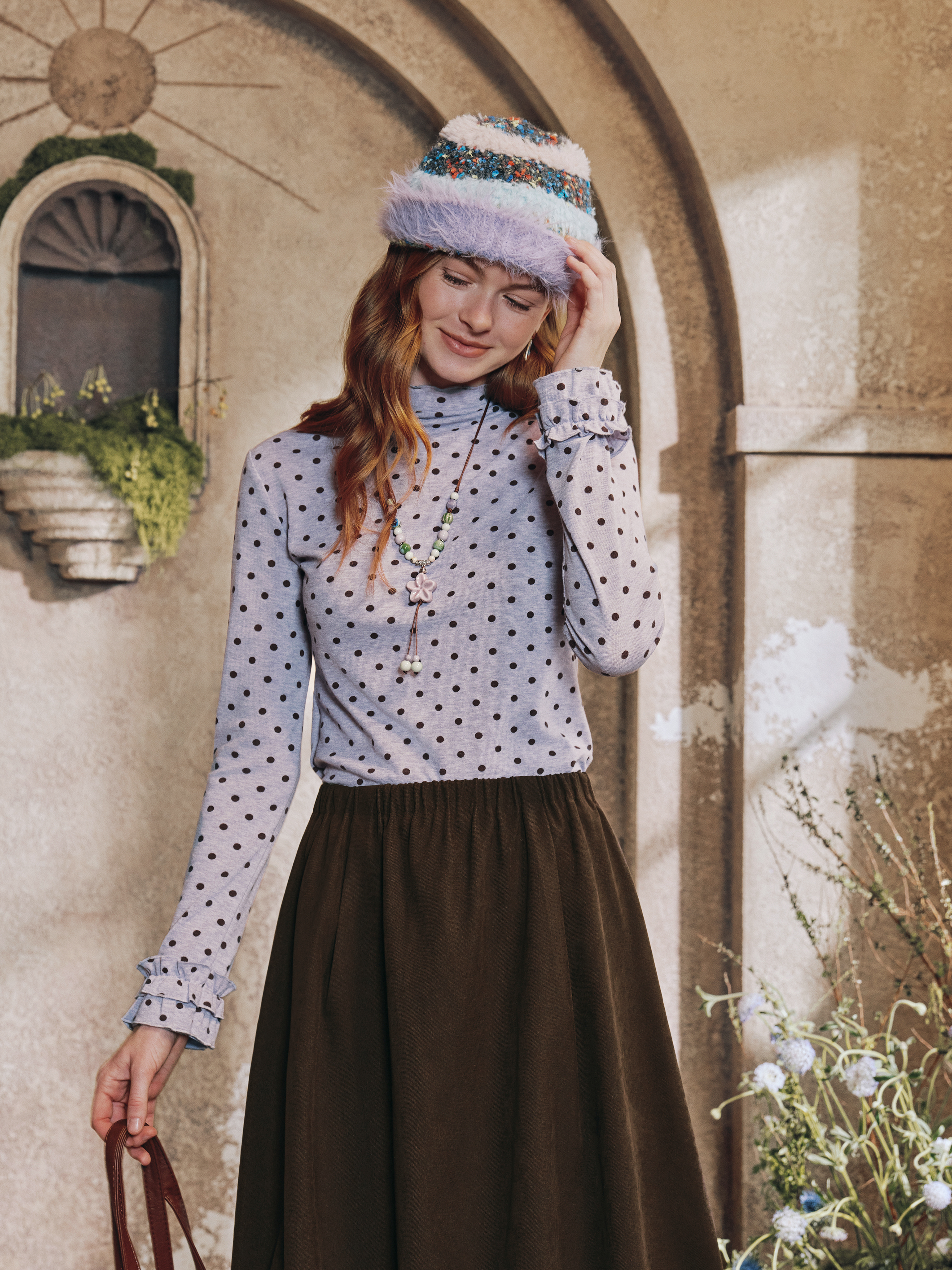 Soft Argyle Knit Top