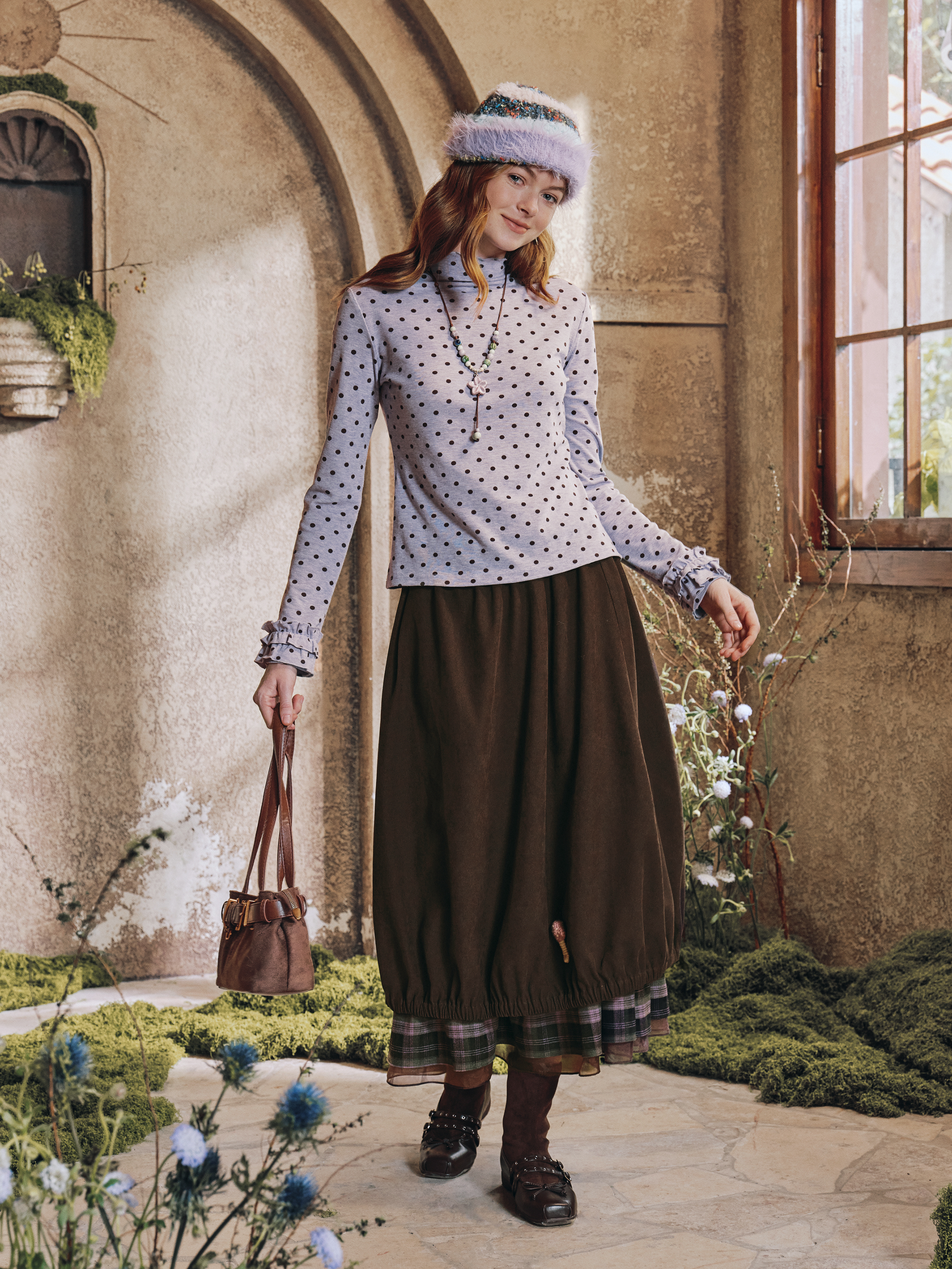 Soft Argyle Knit Top