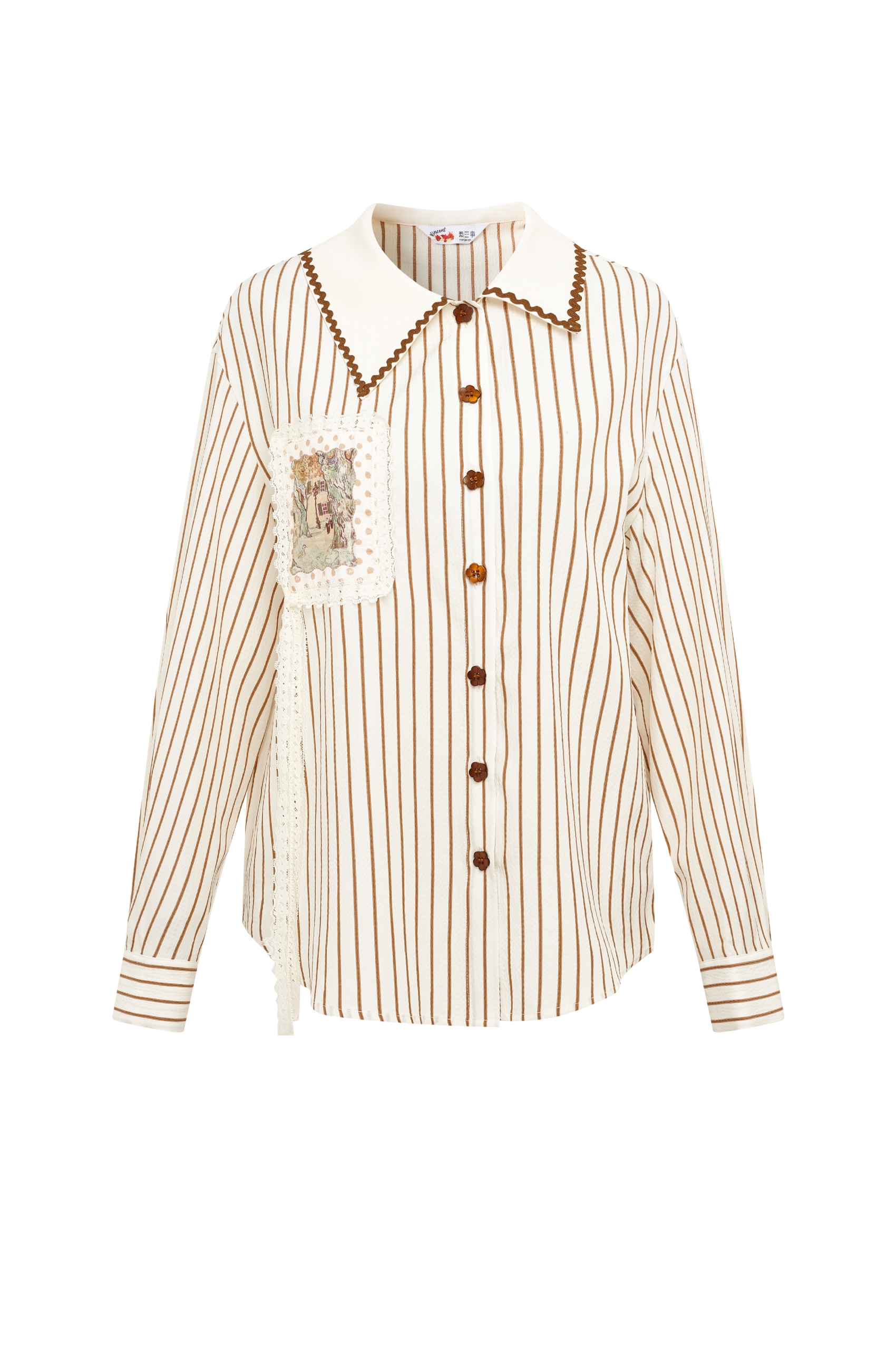 V‑neck Hollow‑out Long‑sleeve Shirt-LYONSENS