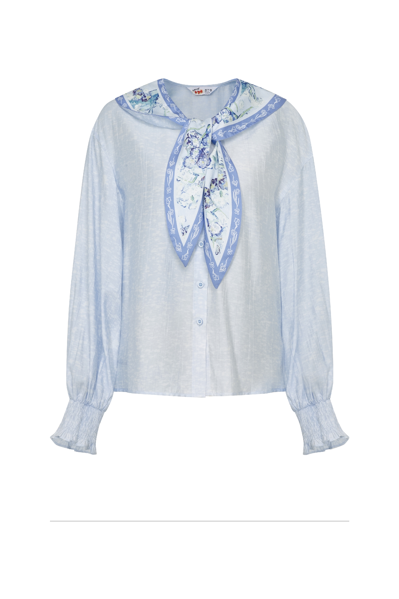 Long‑sleeve Shirt with Scarf Bow Decoration-LYONSENS