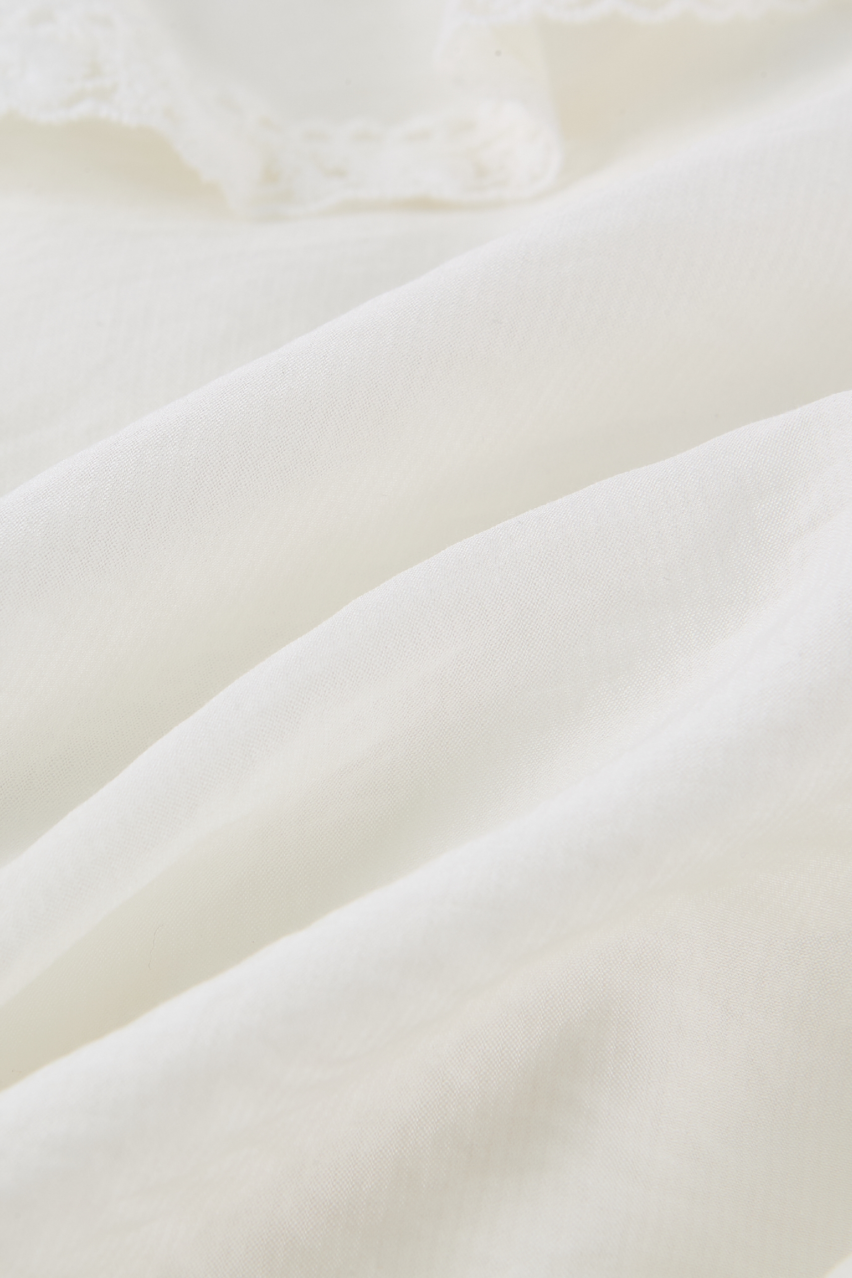 White Pintuck Ruffle Blouse with Lace Trim-LYONSENS