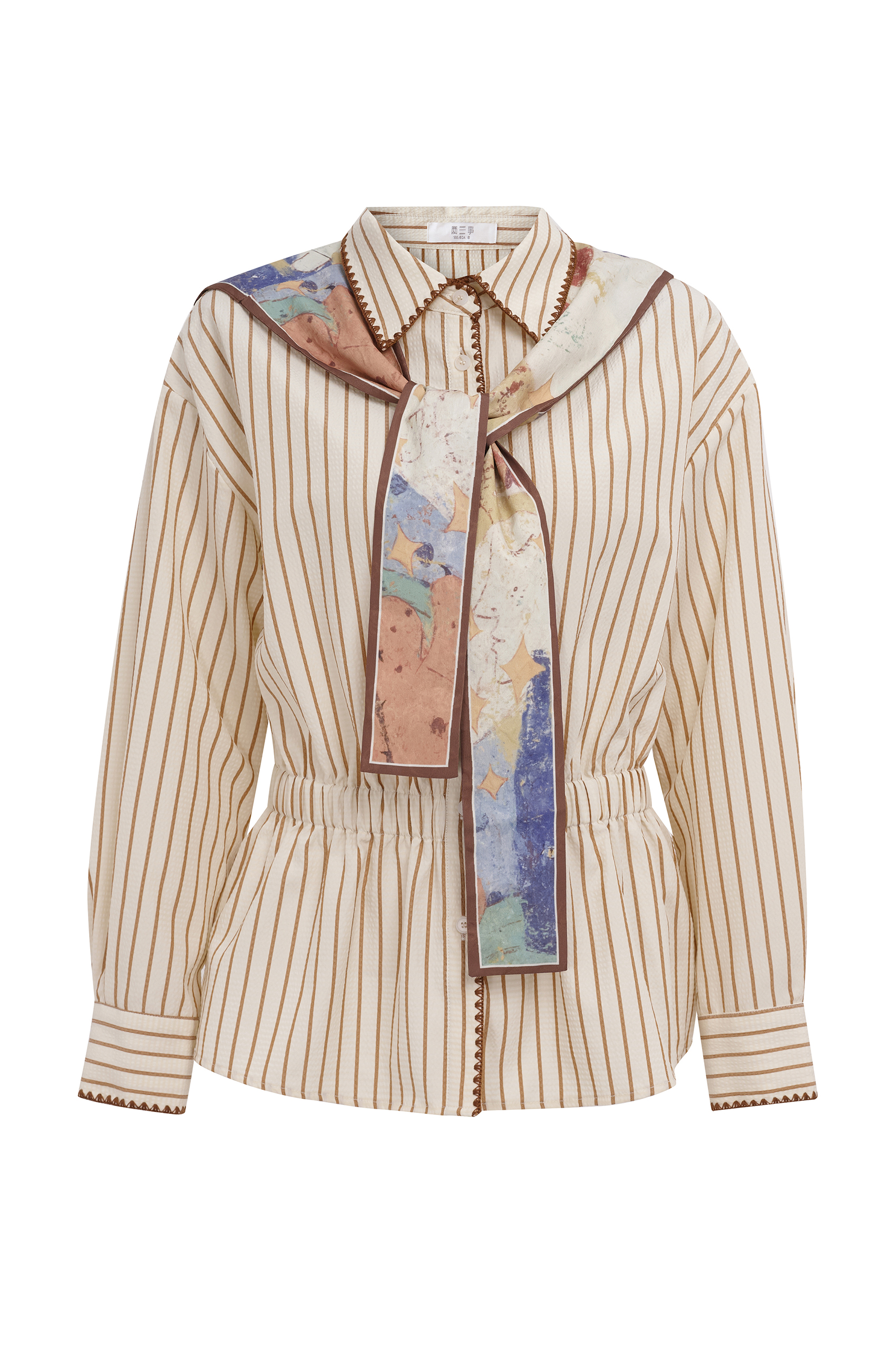 Tie Neck Shirt With Shawl Collar