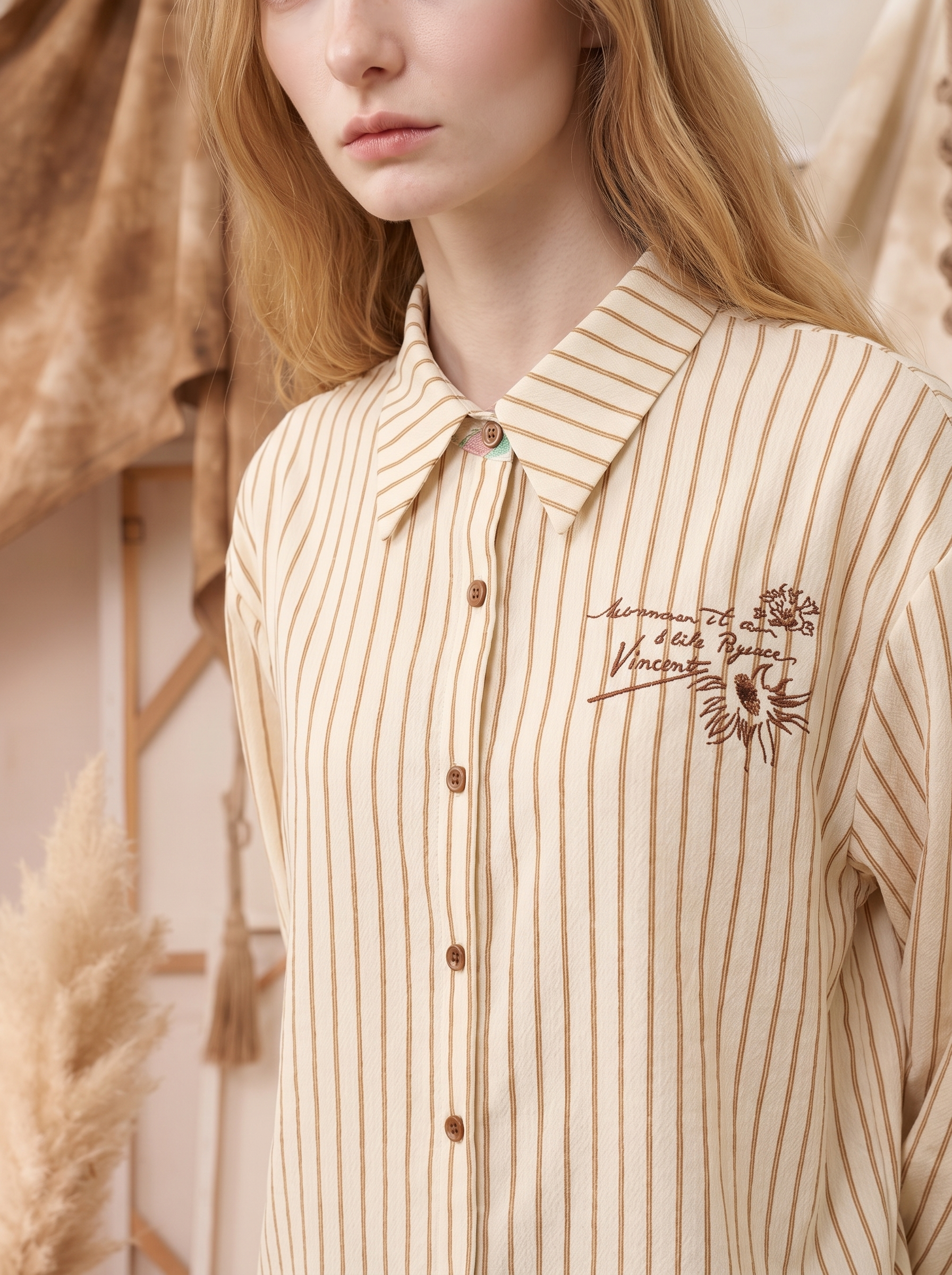 Textured Embroidered Cropped Shirt