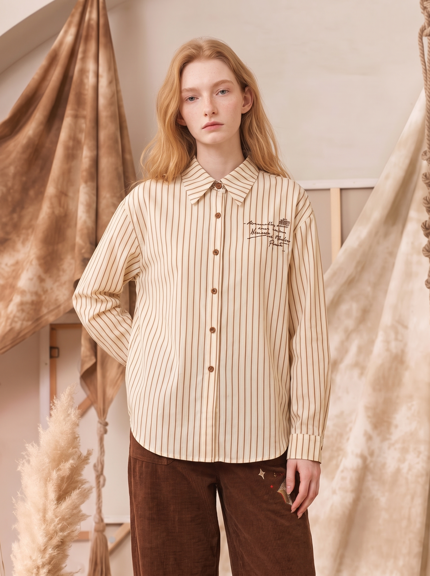 Textured Embroidered Cropped Shirt