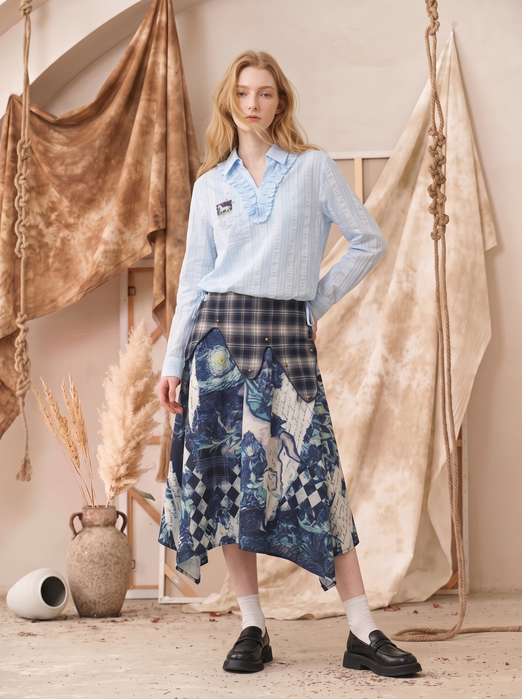 Cropped Turn-Down Collar Women's Shirt