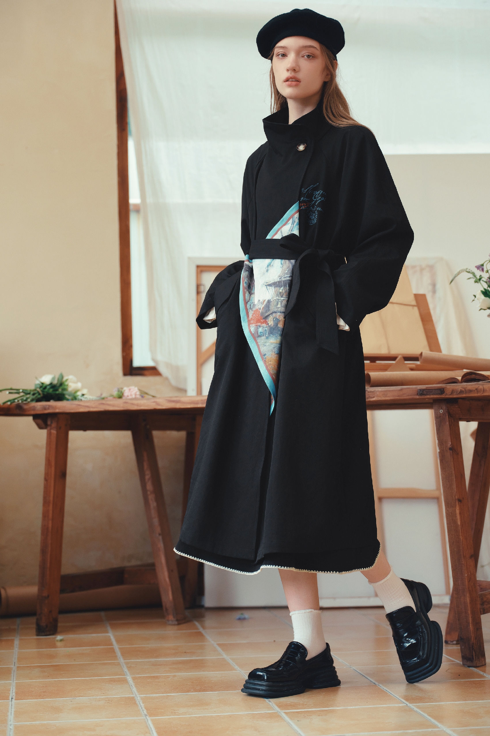 Loose‑fit Long Black Coat-LYONSENS