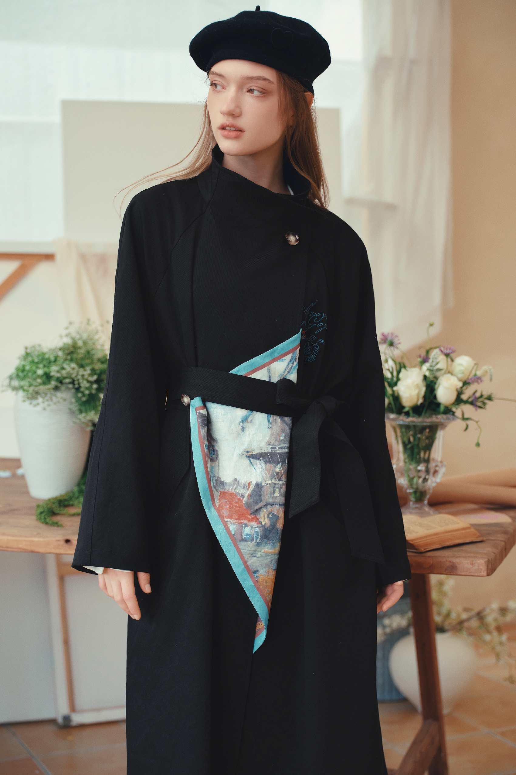 Loose‑fit Long Black Coat-LYONSENS