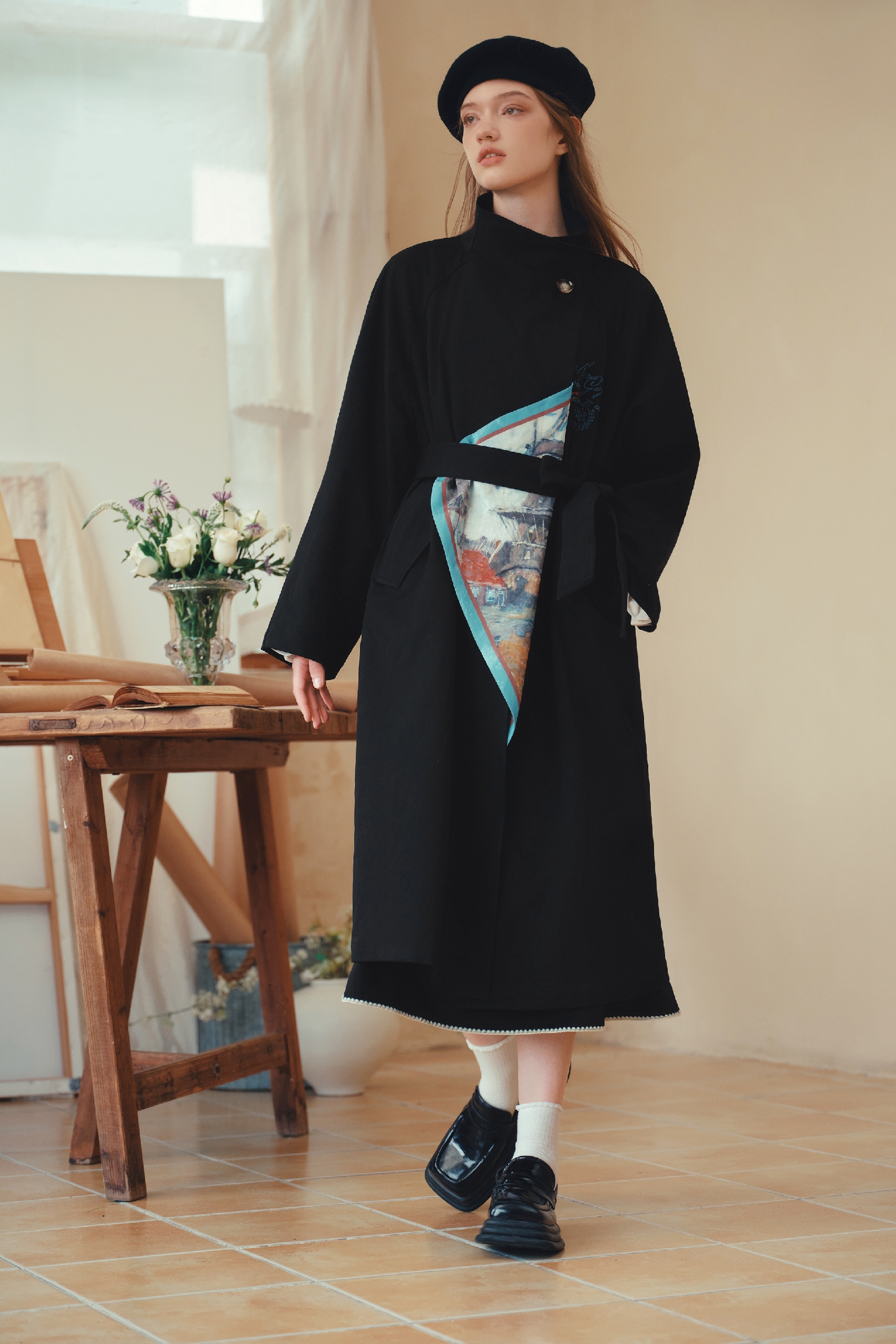 Loose‑fit Long Black Coat-LYONSENS