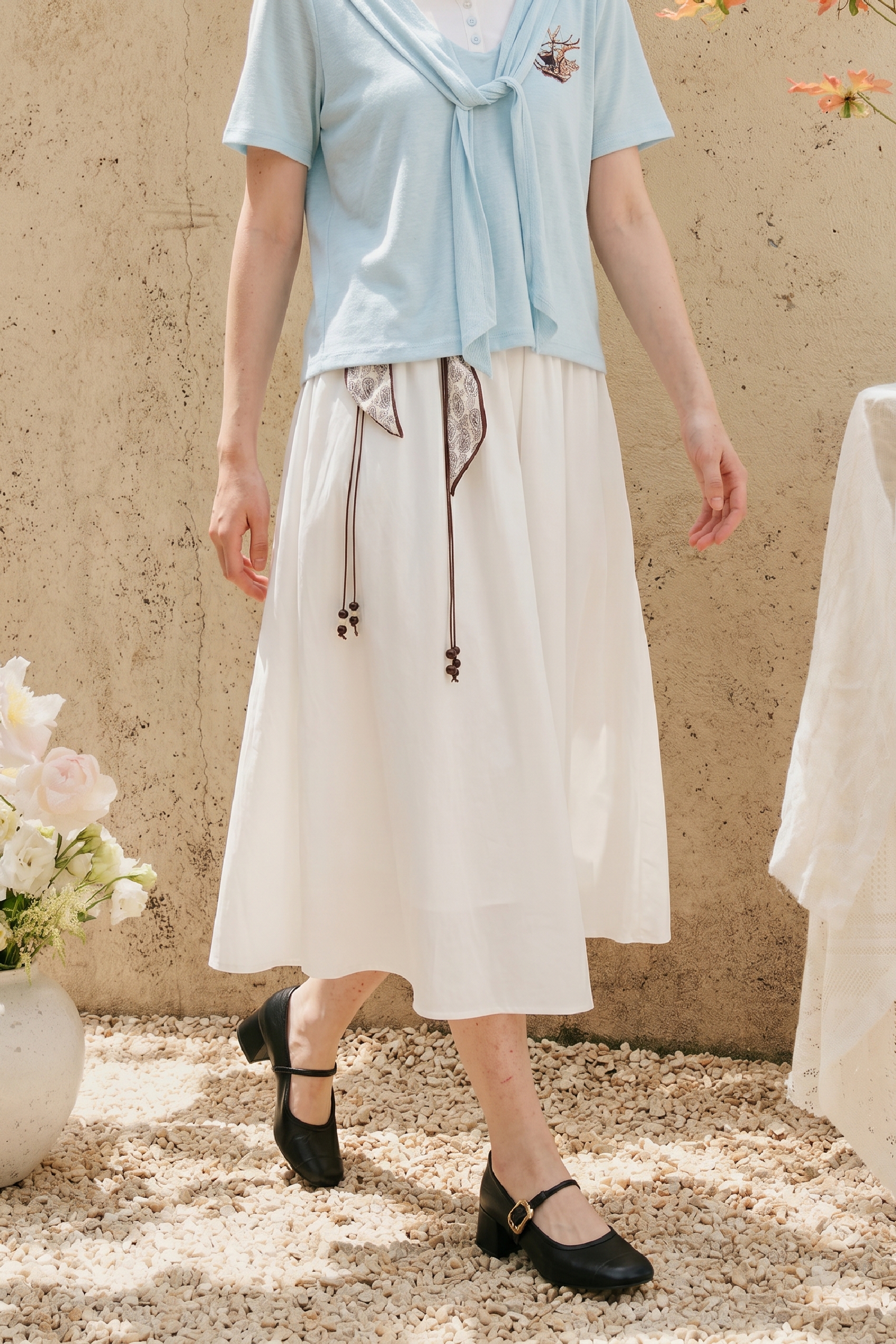 Luxury Chain Decor Midi Skirt