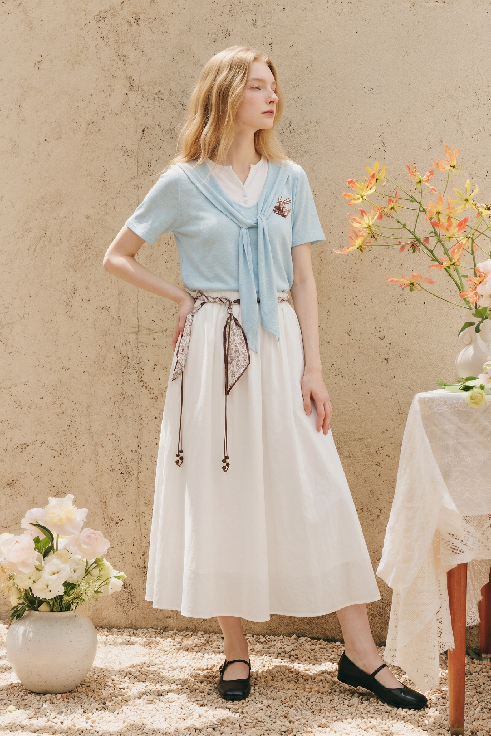 Luxury Chain Decor Midi Skirt