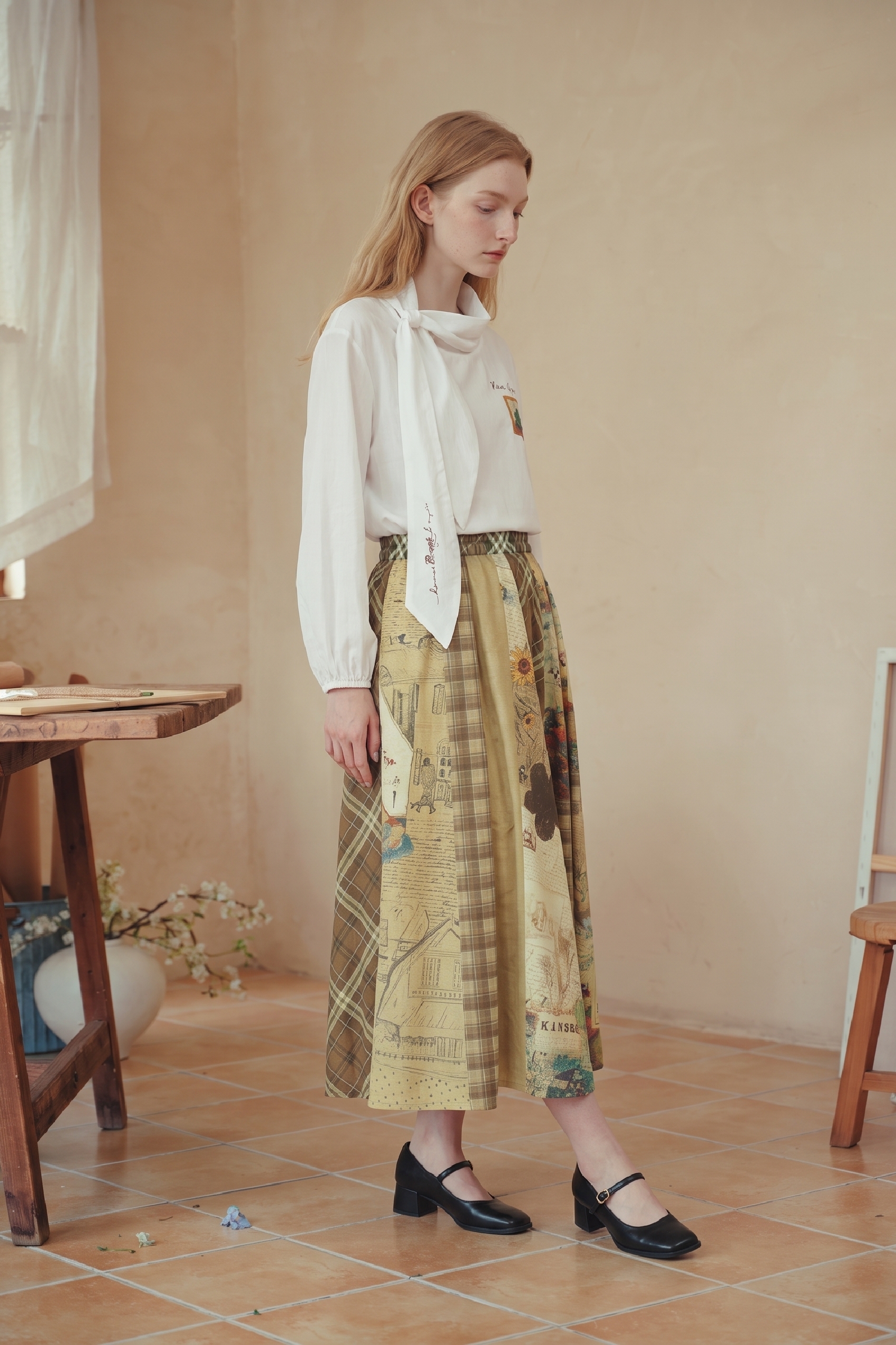 Vintage Printed Skirt-LYONSENS