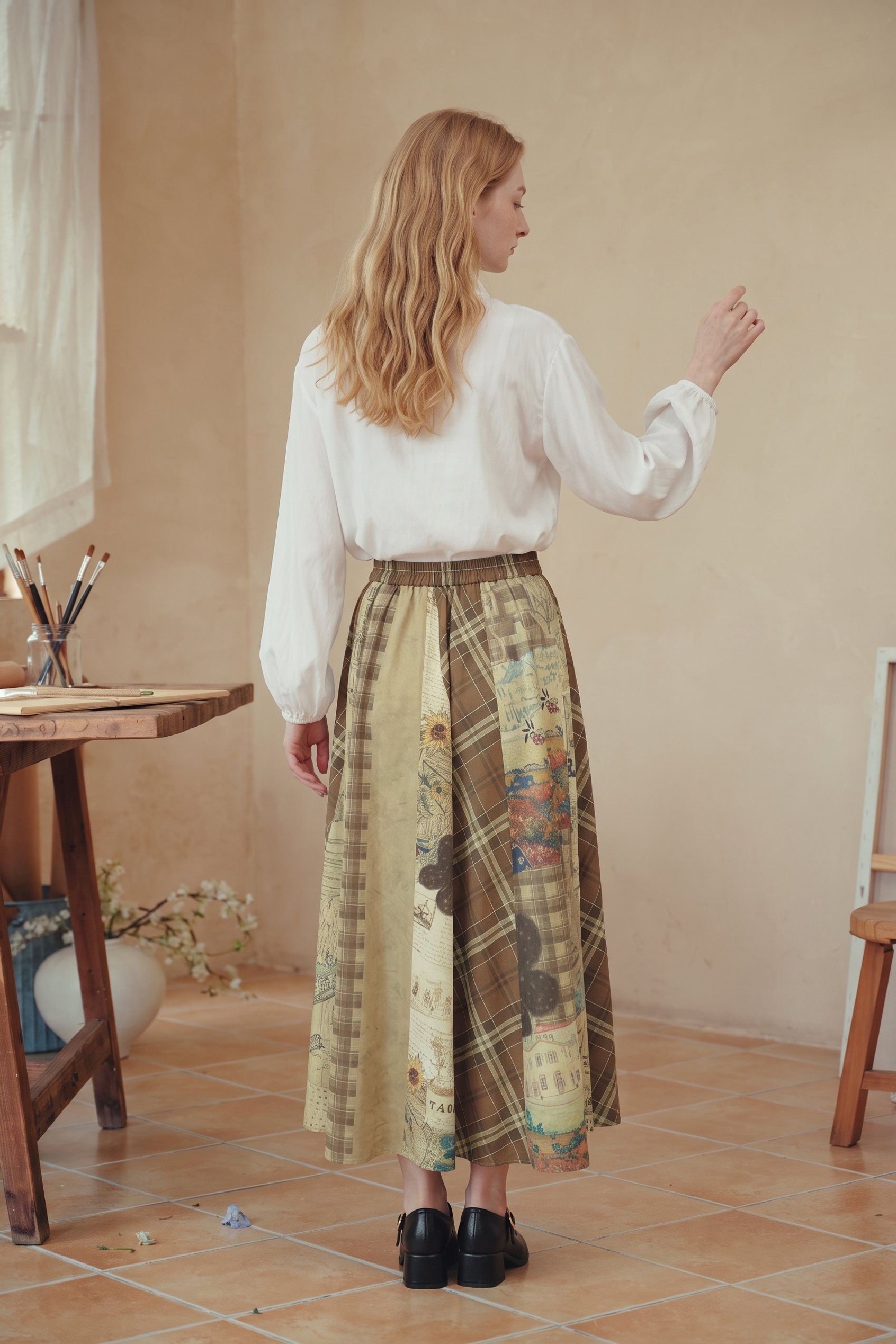 Vintage Printed Skirt-LYONSENS