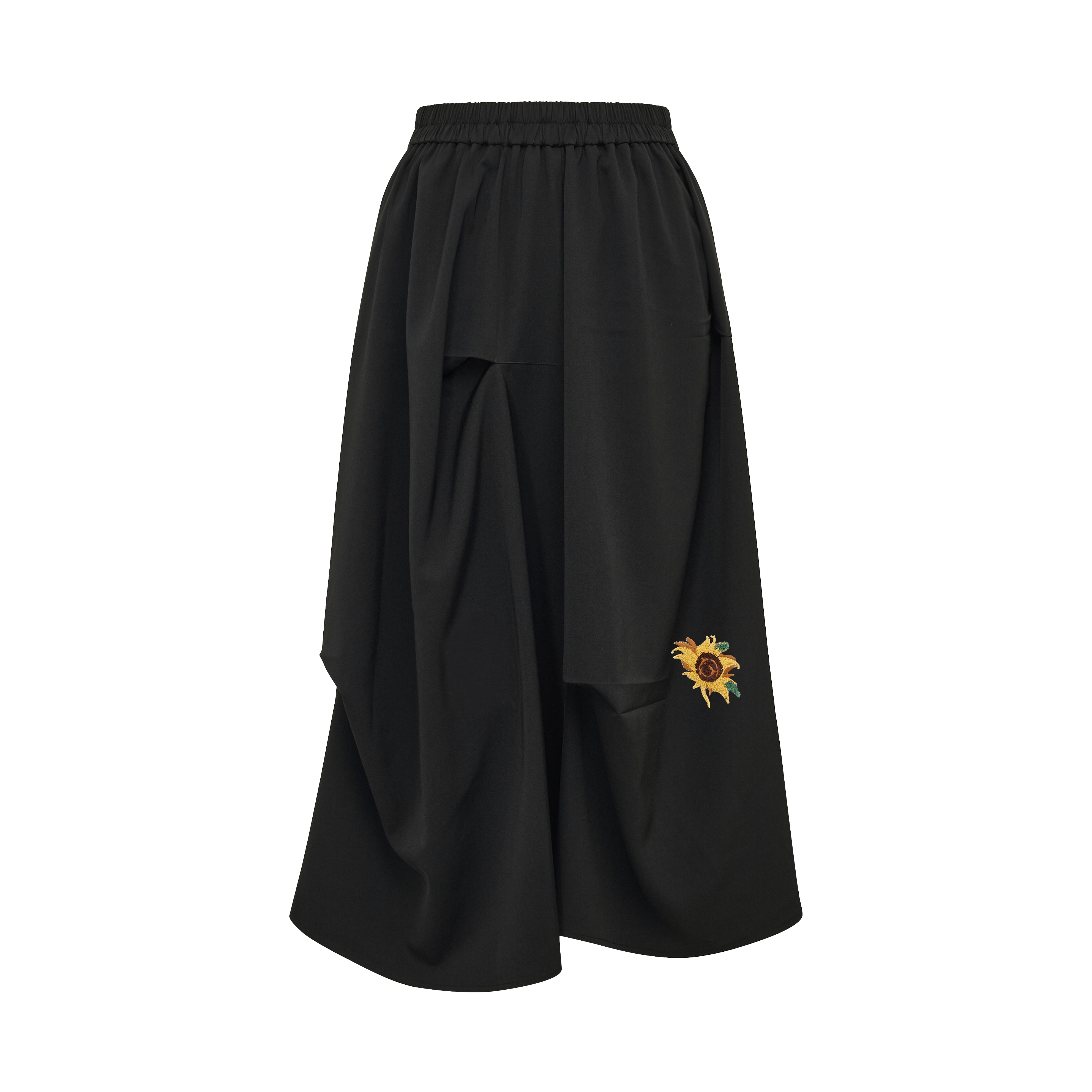 Brown Floral Tulip Wide-Hem Skirt