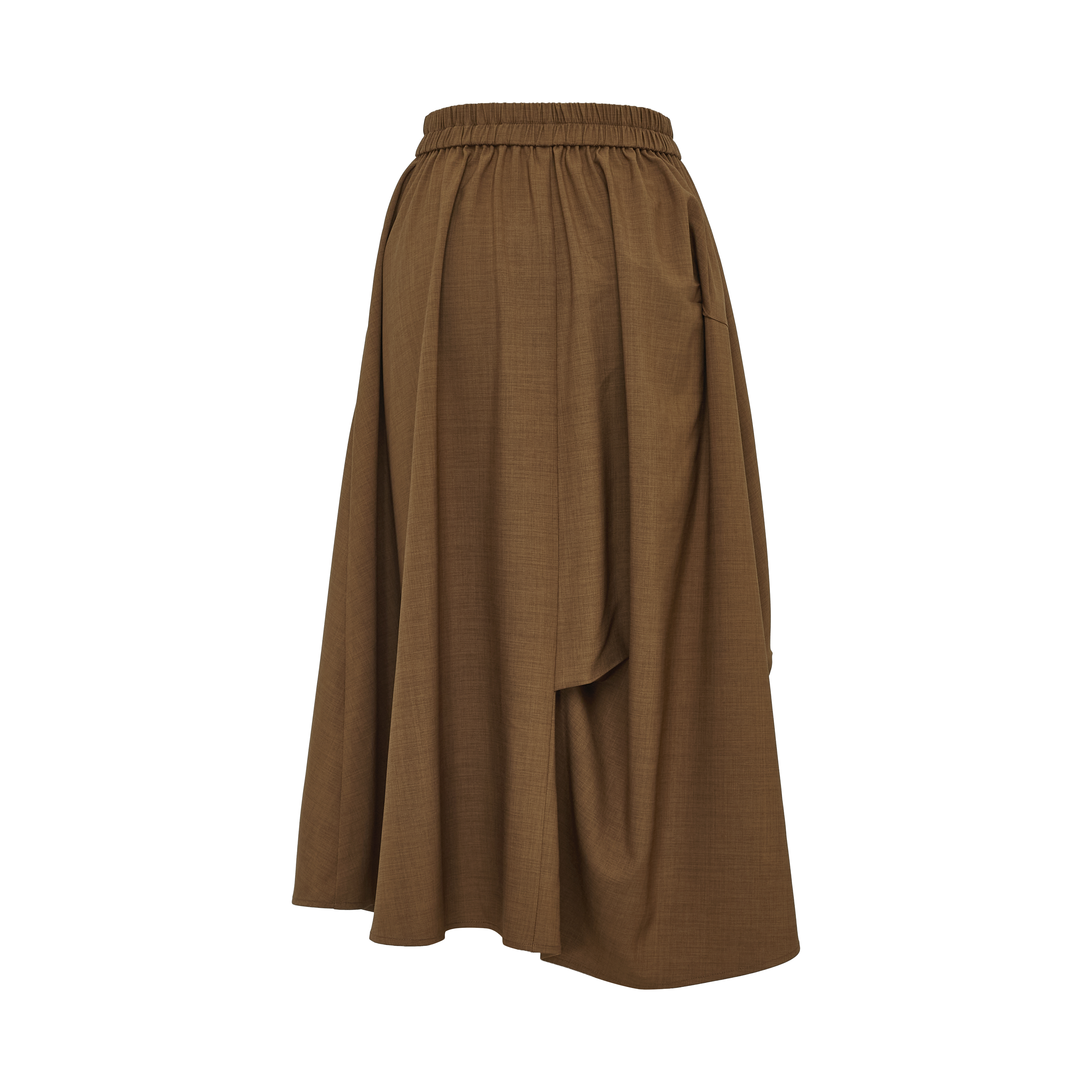 Brown Floral Tulip Wide-Hem Skirt
