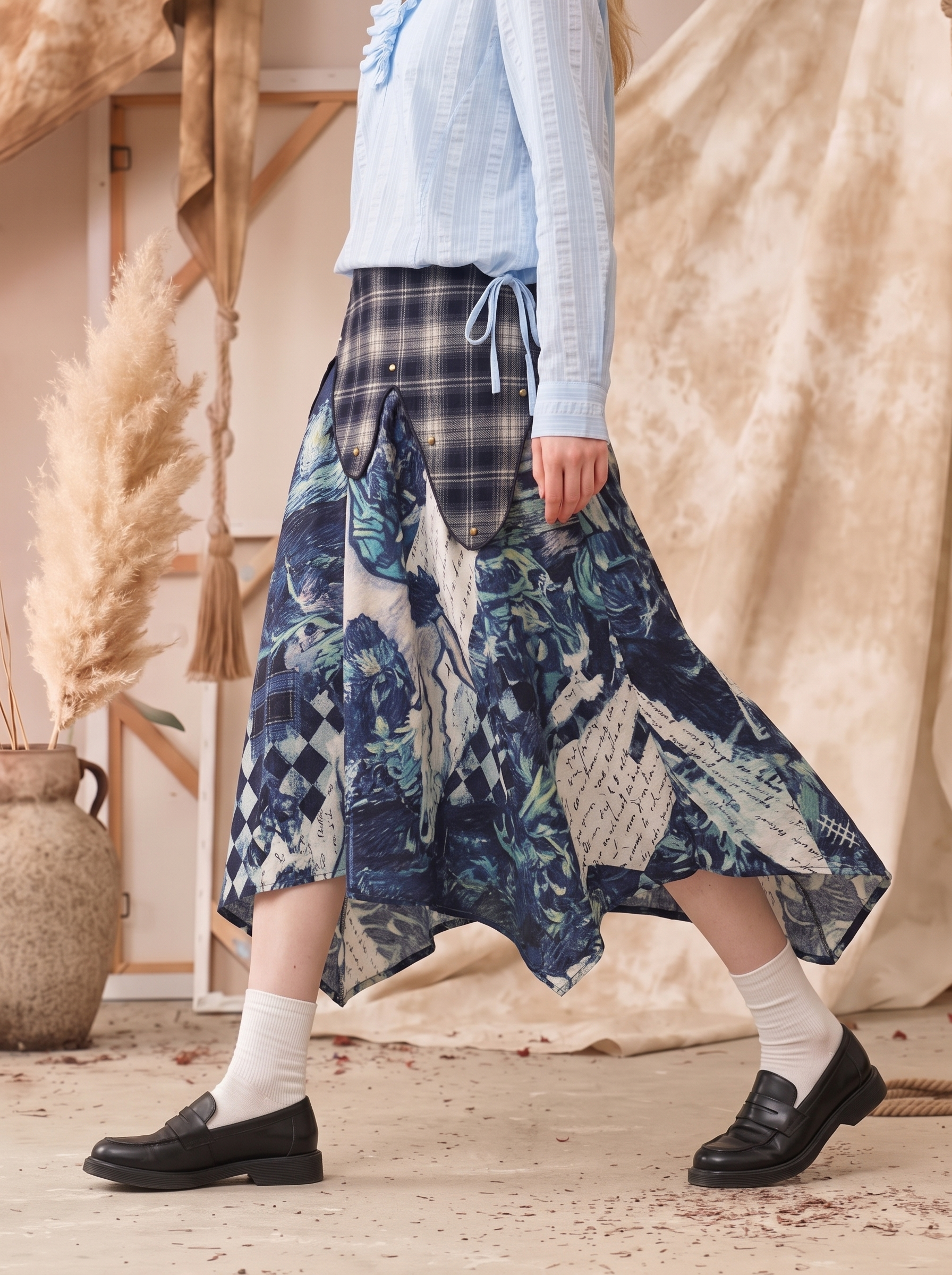 Blue-Toned Printed Skirt