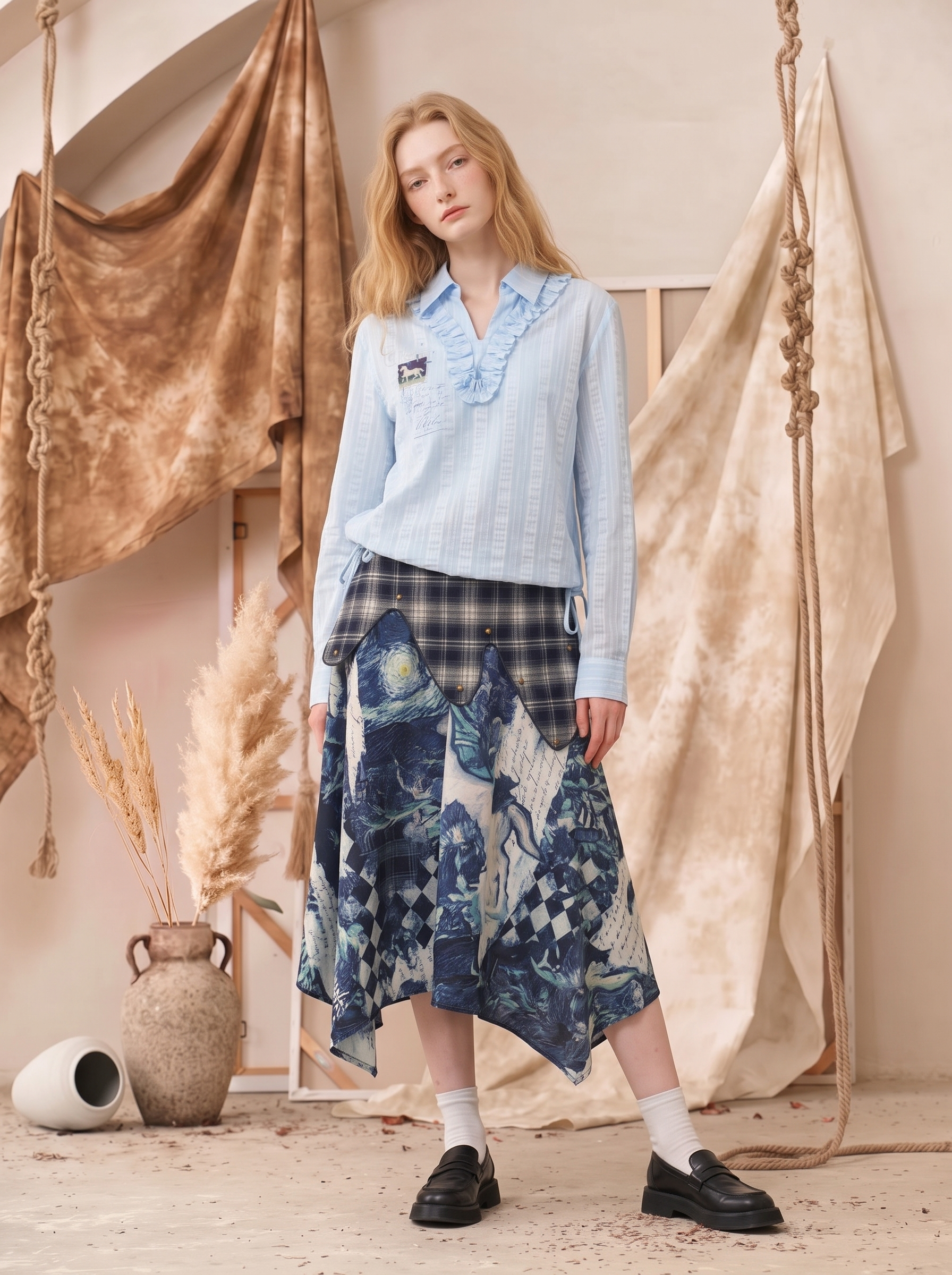 Blue-Toned Printed Skirt