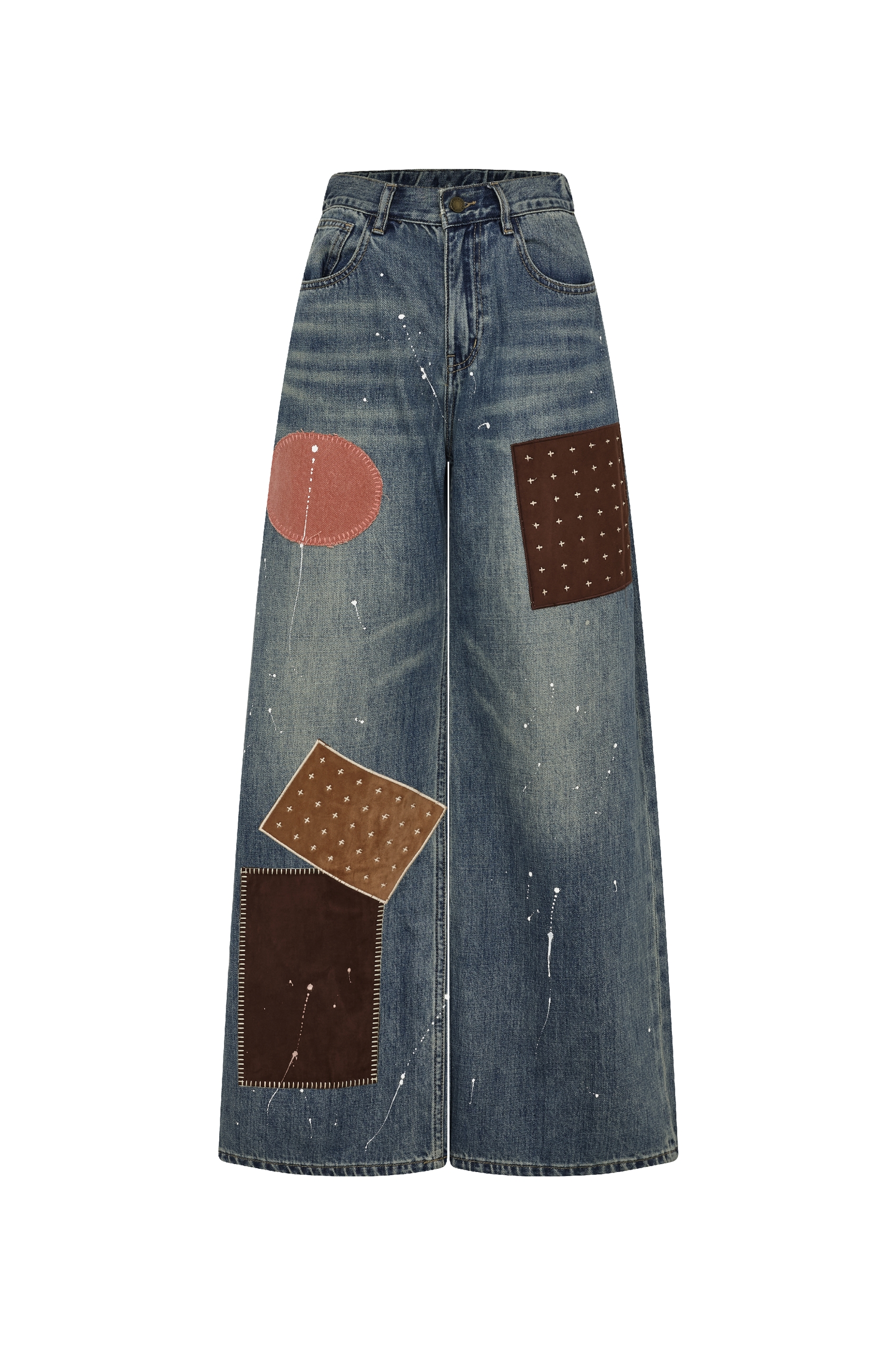 Vintage Patch Wide‑leg Jeans-LYONSENS