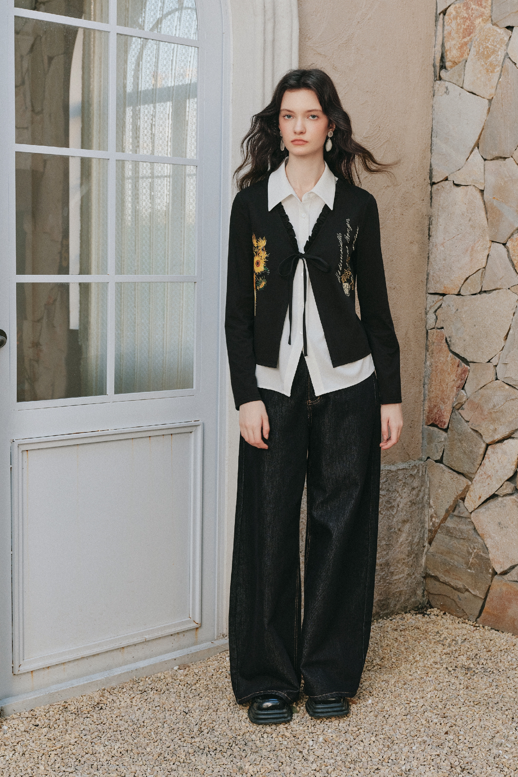 Flowy High Waist Denim Pants-LYONSENS