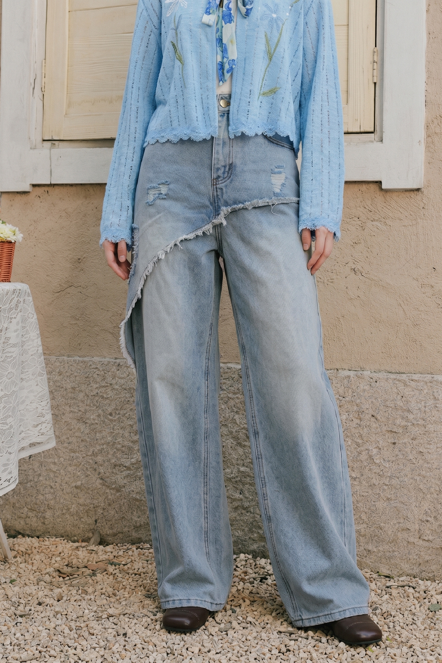 Gradient Wash High Waist Jeans-LYONSENS