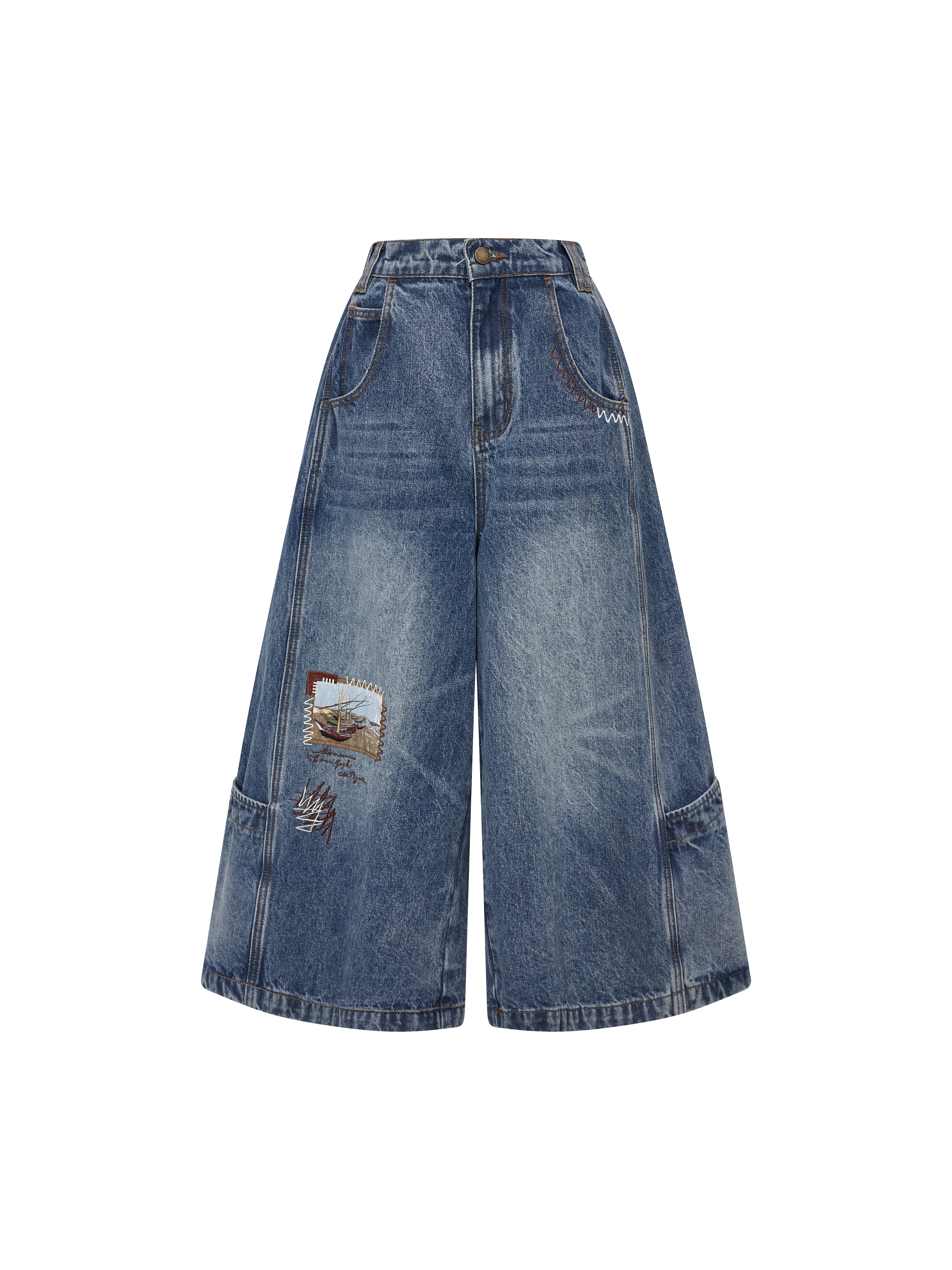Distressed Denim Bermuda Shorts