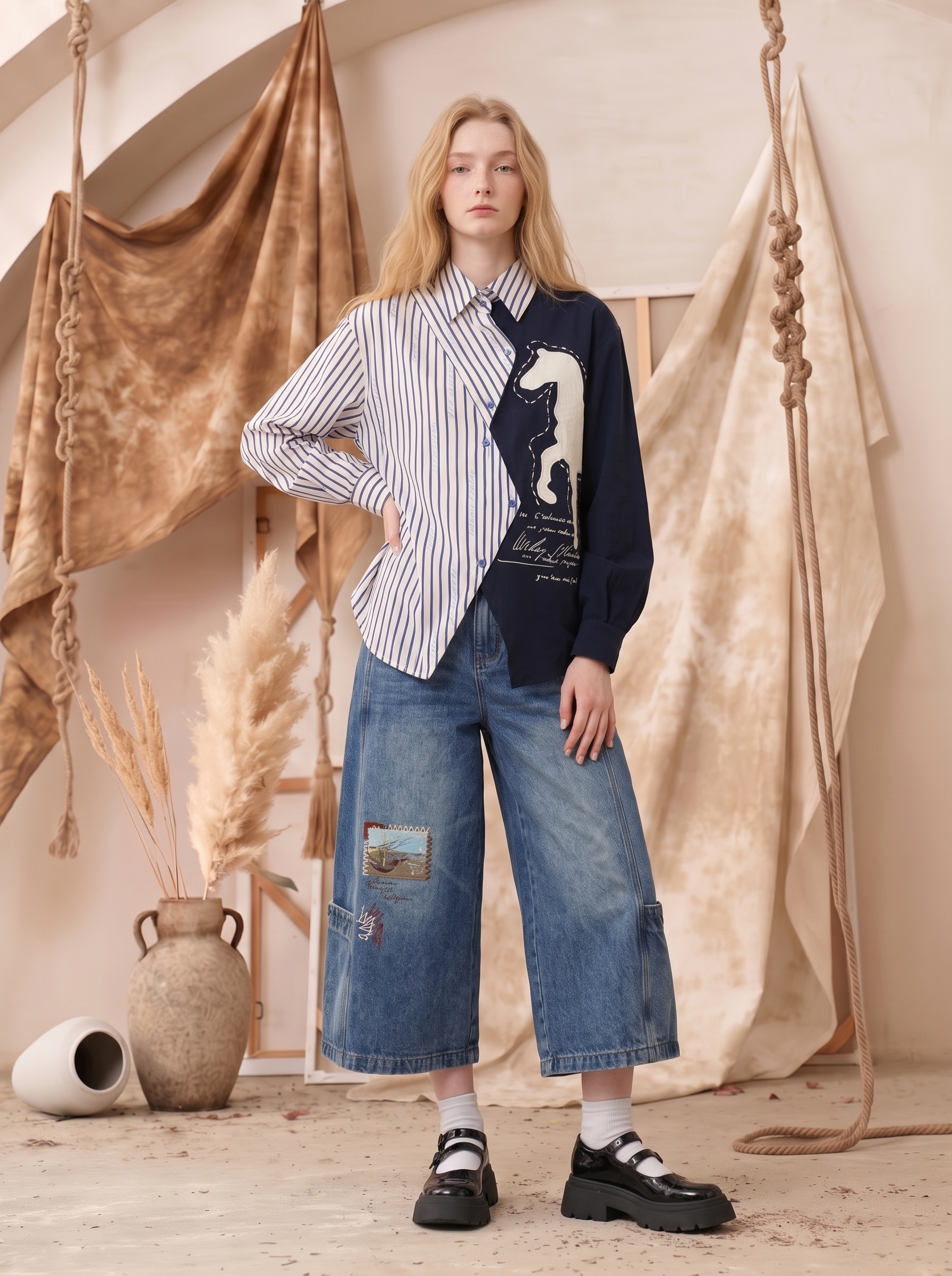 Distressed Denim Bermuda Shorts
