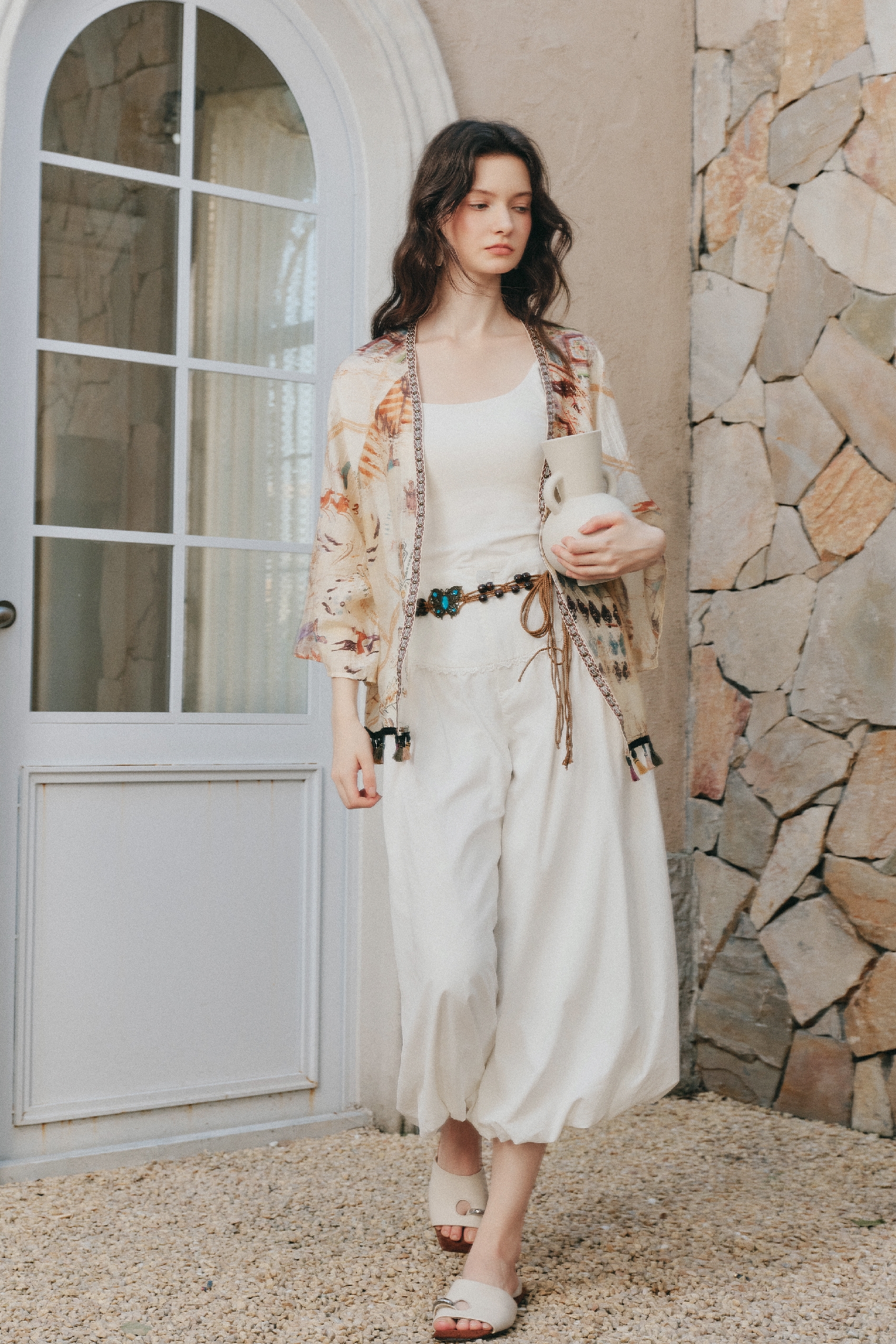 Printed Tassel Short Outerwear