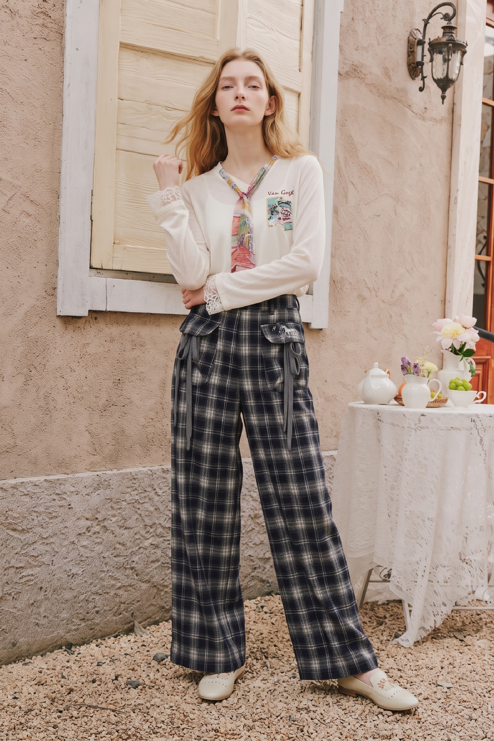 Plaid High Waist Casual Pants