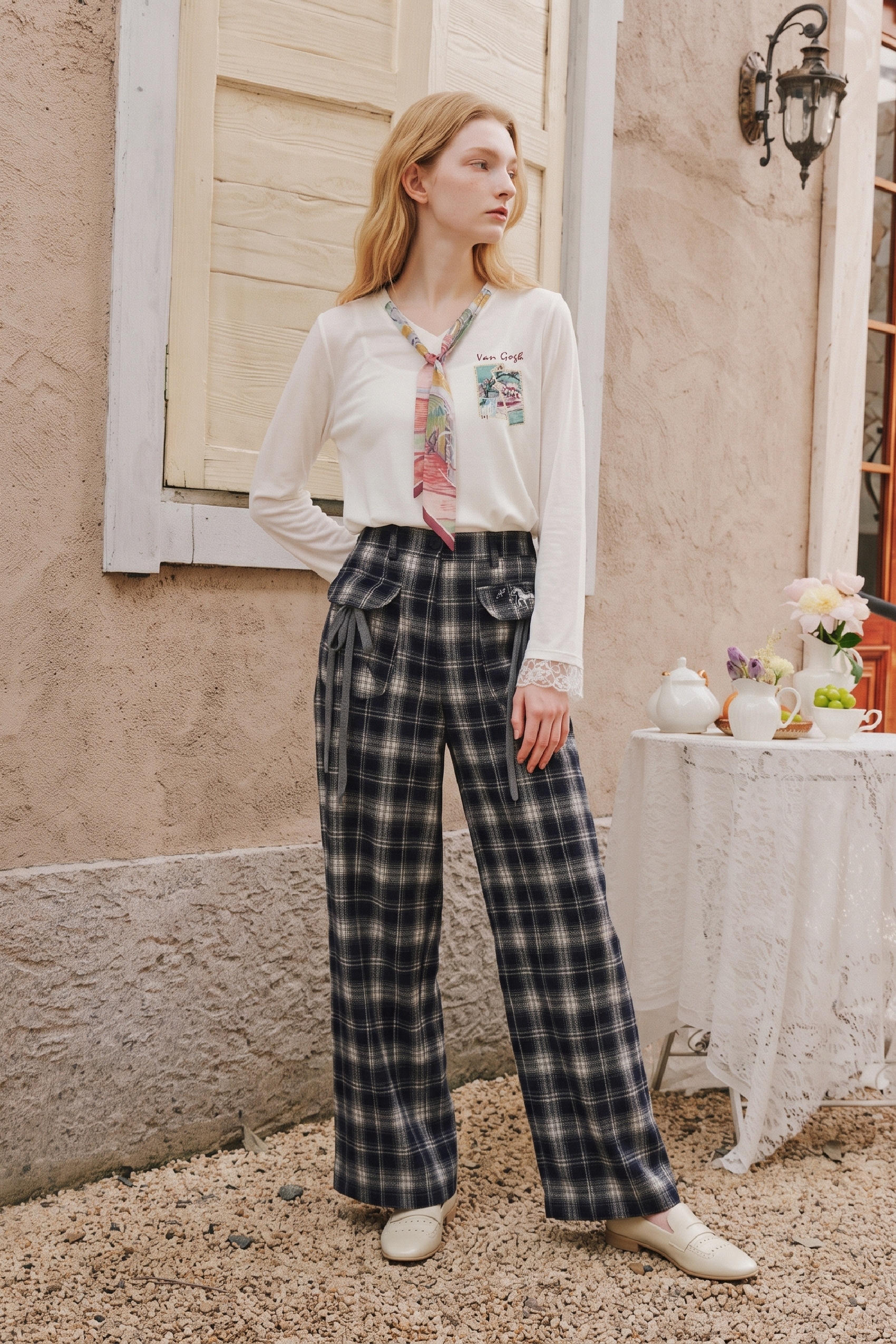Plaid High Waist Casual Pants