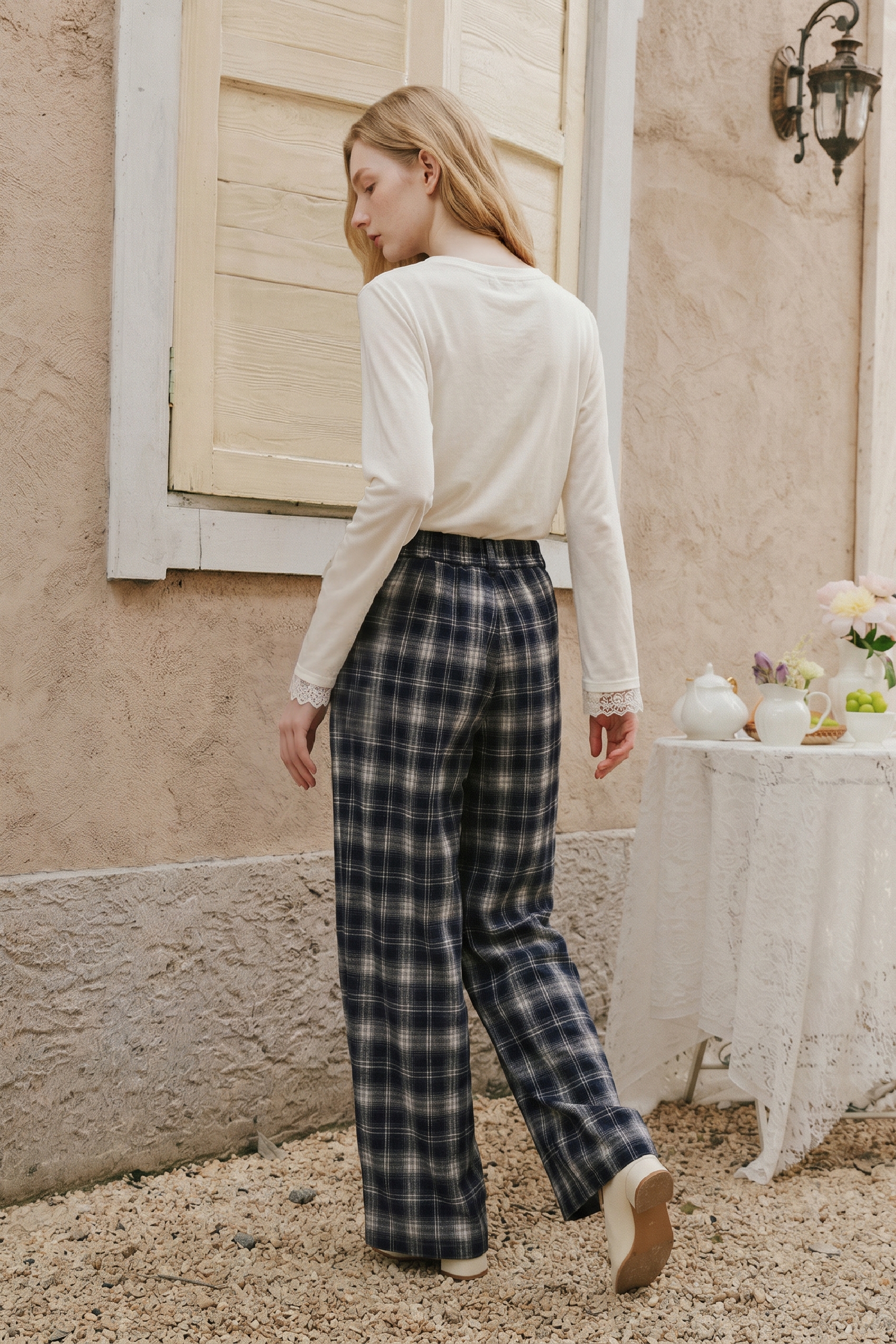 Plaid High Waist Casual Pants