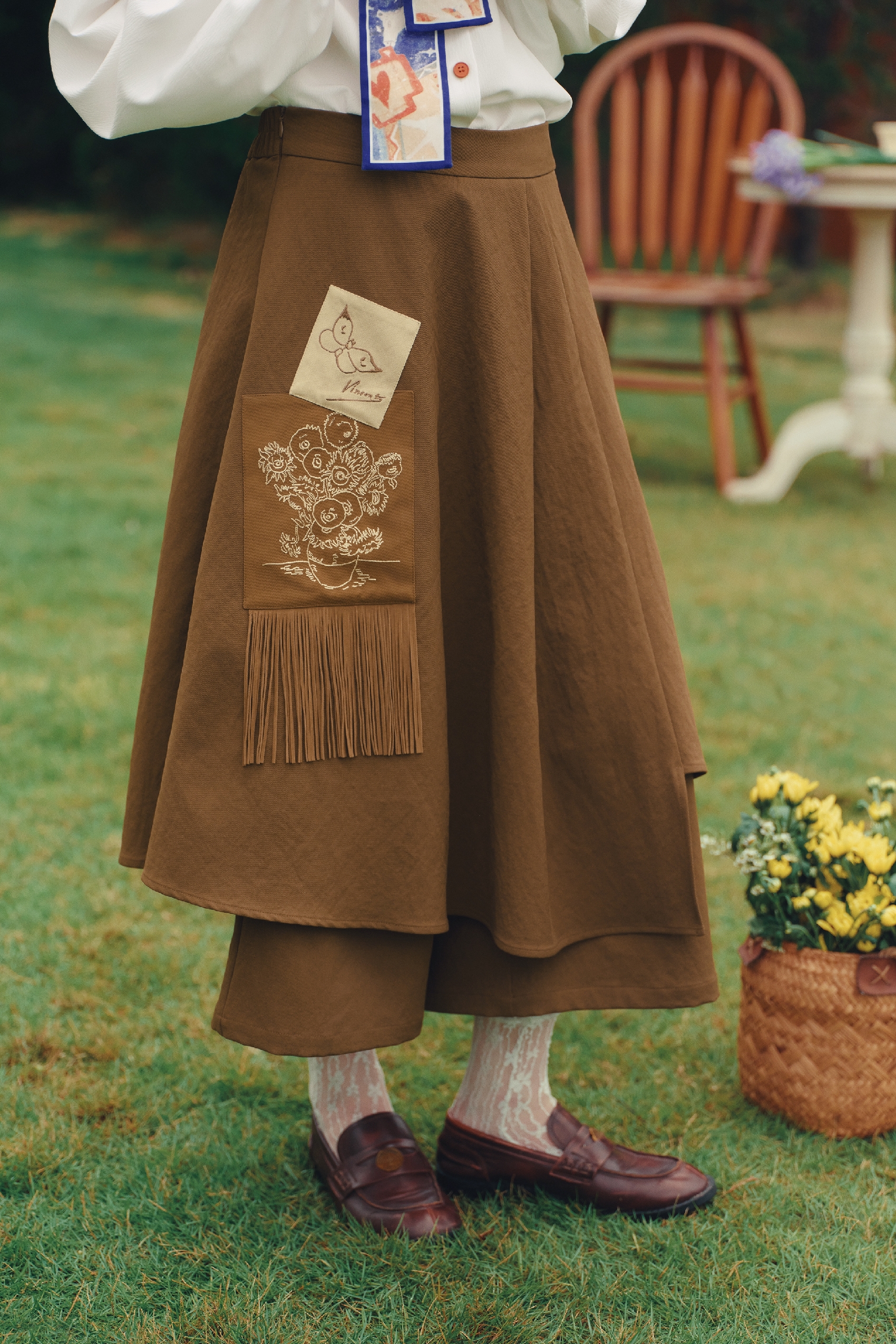 High‑waisted A‑line Long Skirt-LYONSENS