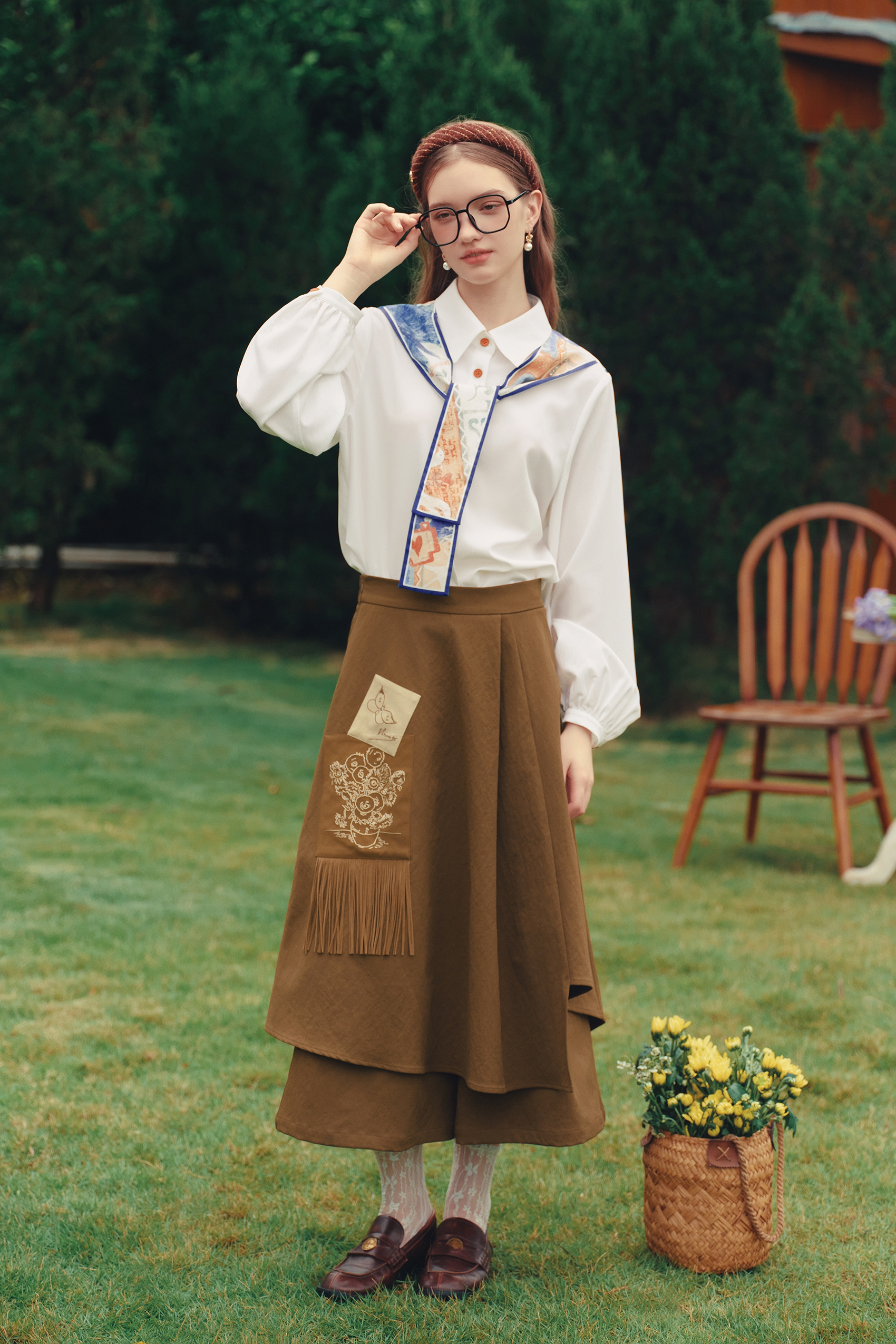 High‑waisted A‑line Long Skirt-LYONSENS