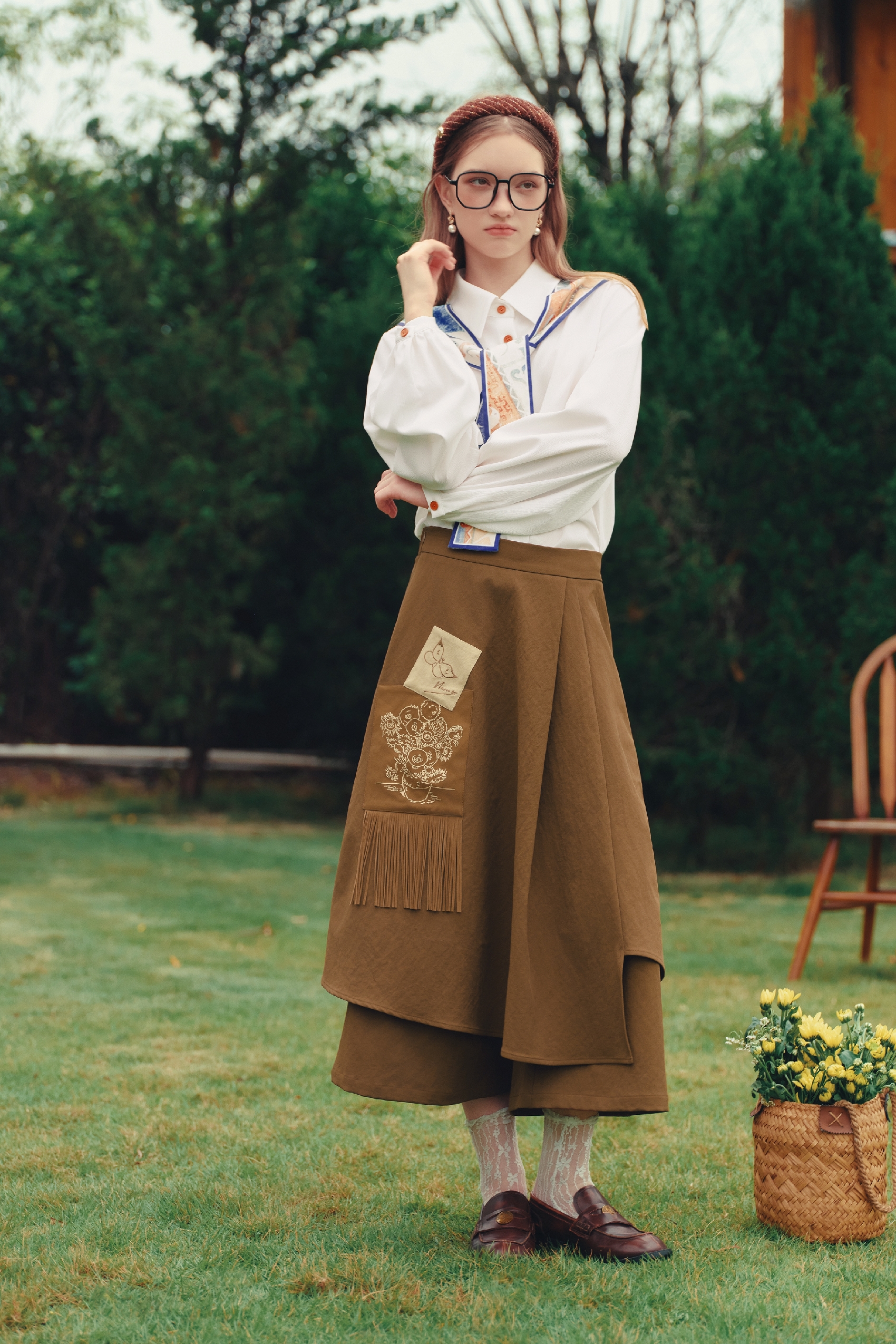 High‑waisted A‑line Long Skirt-LYONSENS