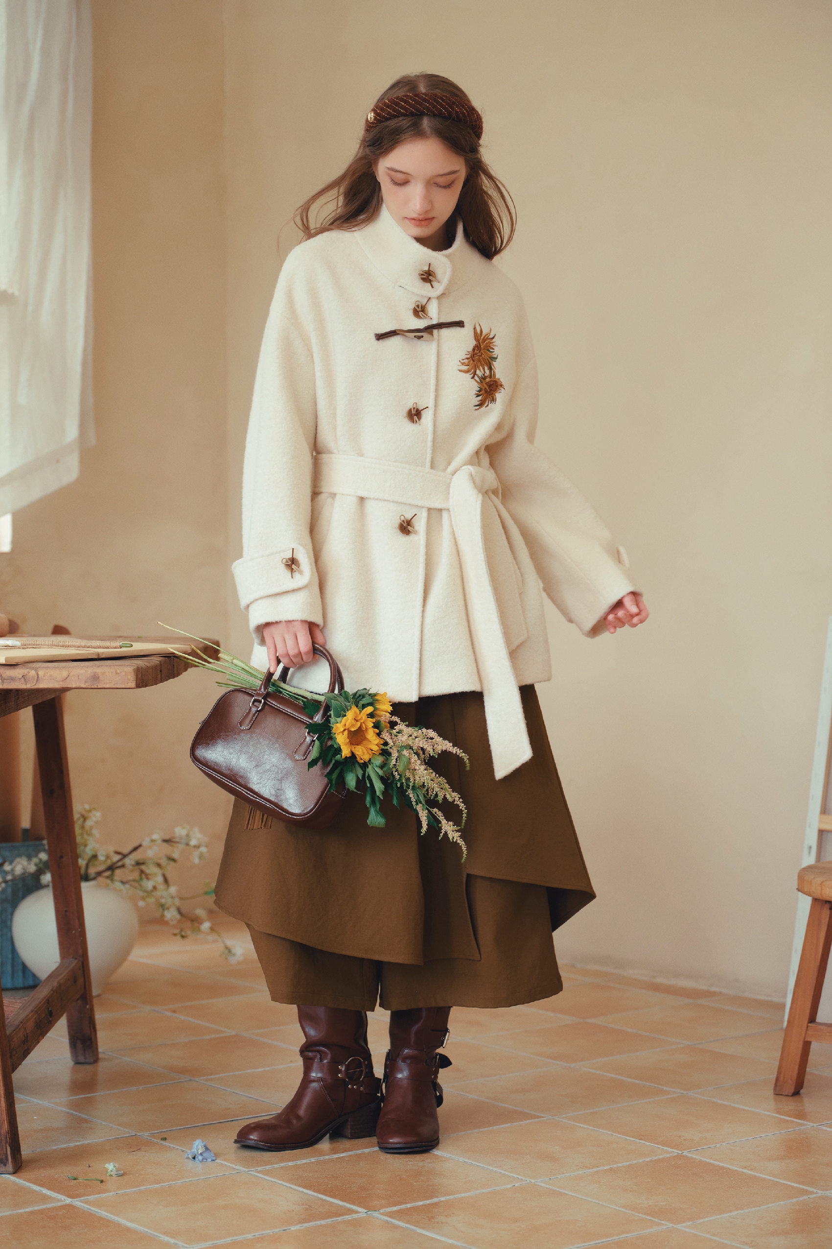 High‑waisted A‑line Long Skirt-LYONSENS