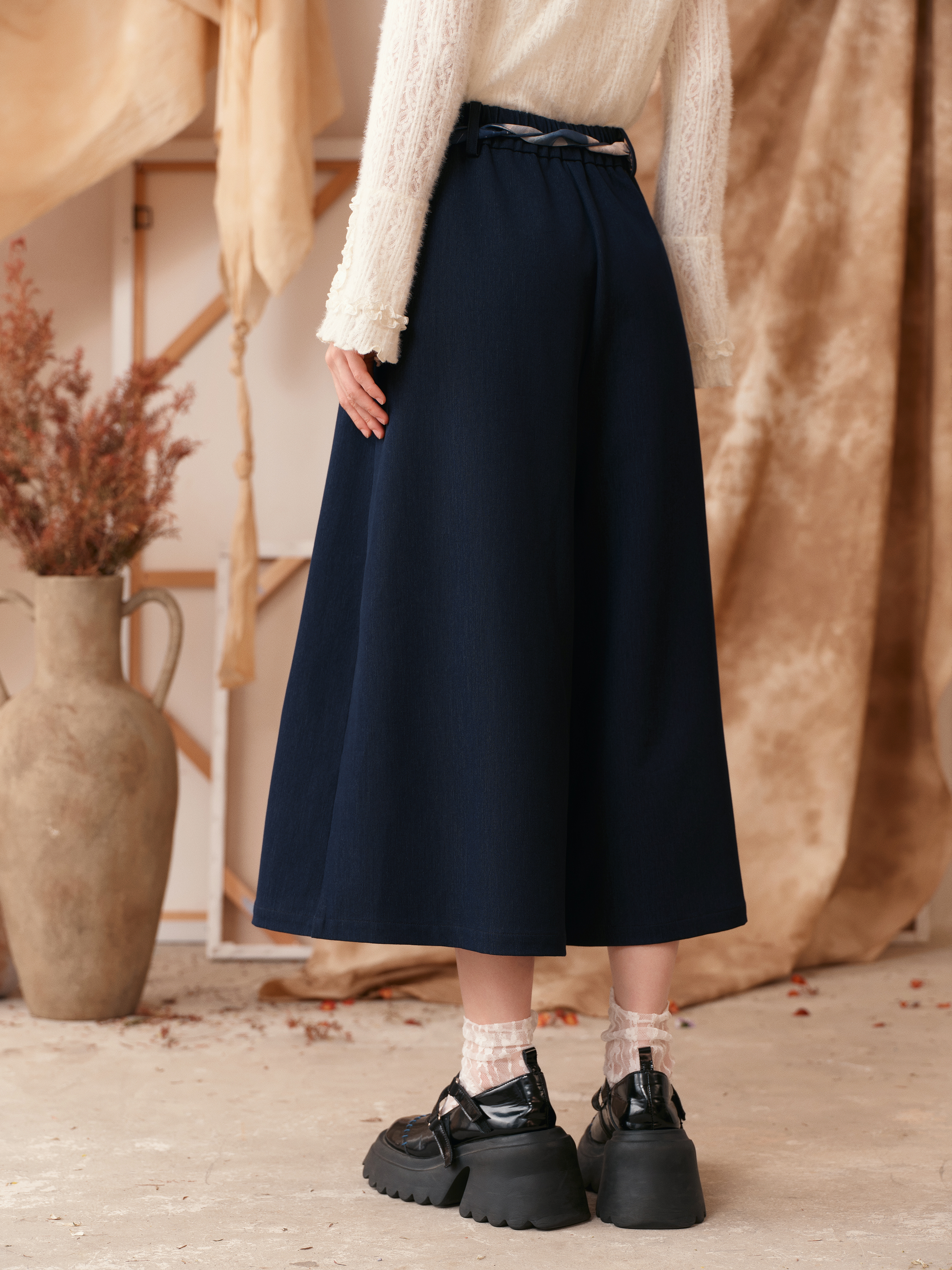 Printed Tie-Waist Wide-Leg Pants