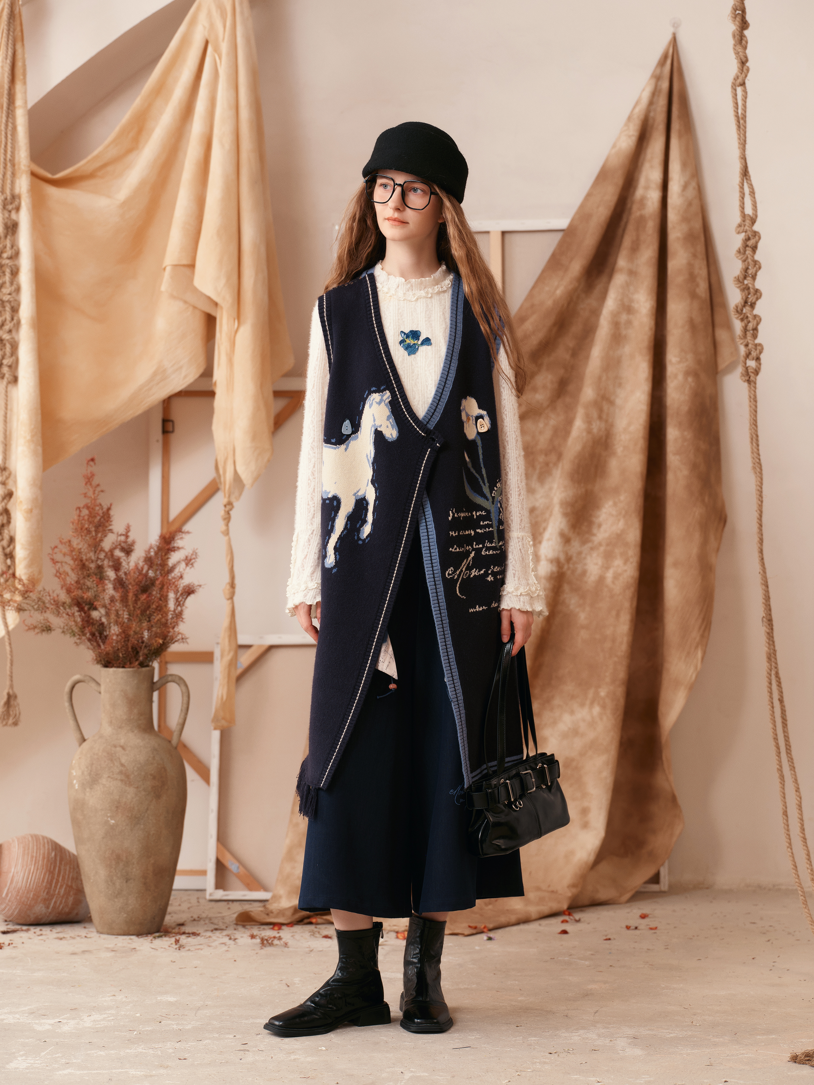 Printed Tie-Waist Wide-Leg Pants