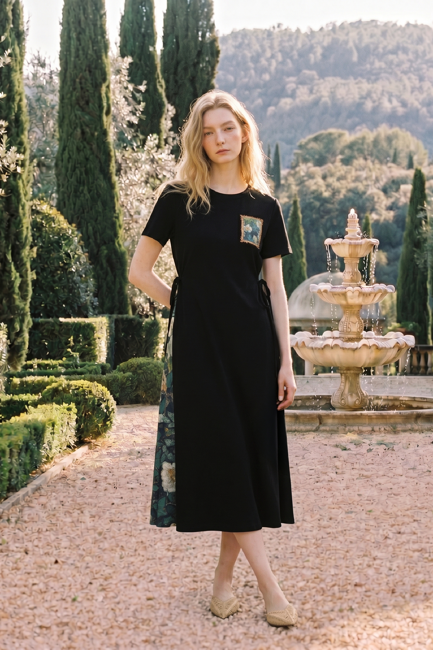 Printed Short Sleeve Maxi Dress