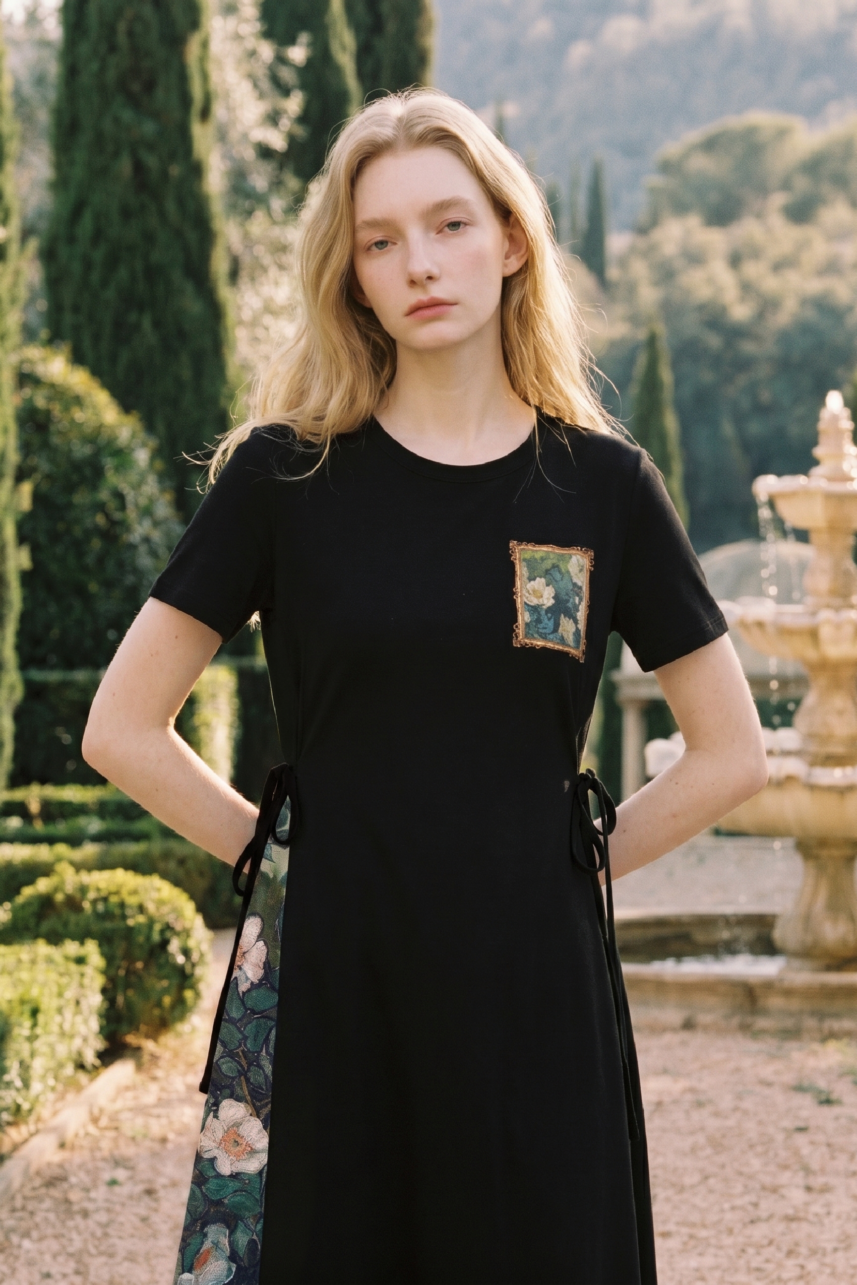 Printed Short Sleeve Maxi Dress
