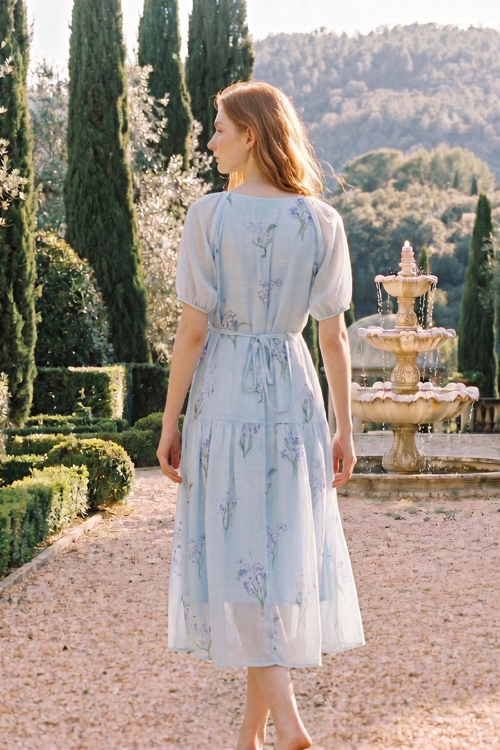 Ruffle Waist Tie Long Dress