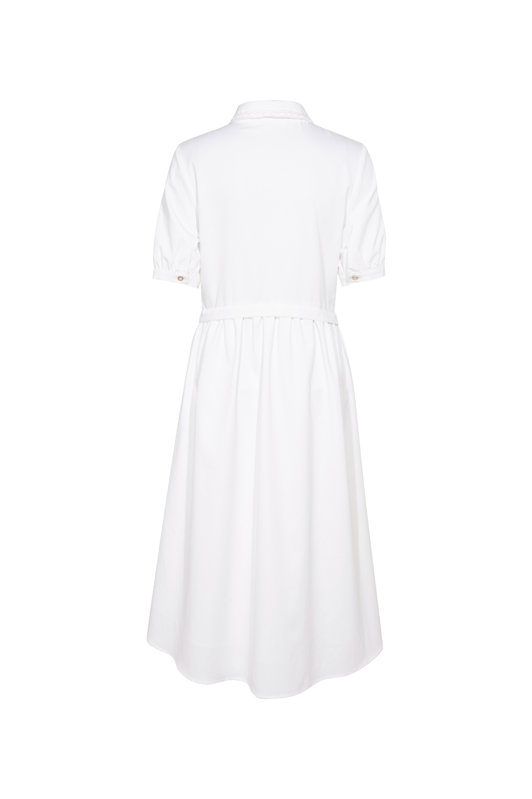 Lapel Collar Waistband Midi Dress