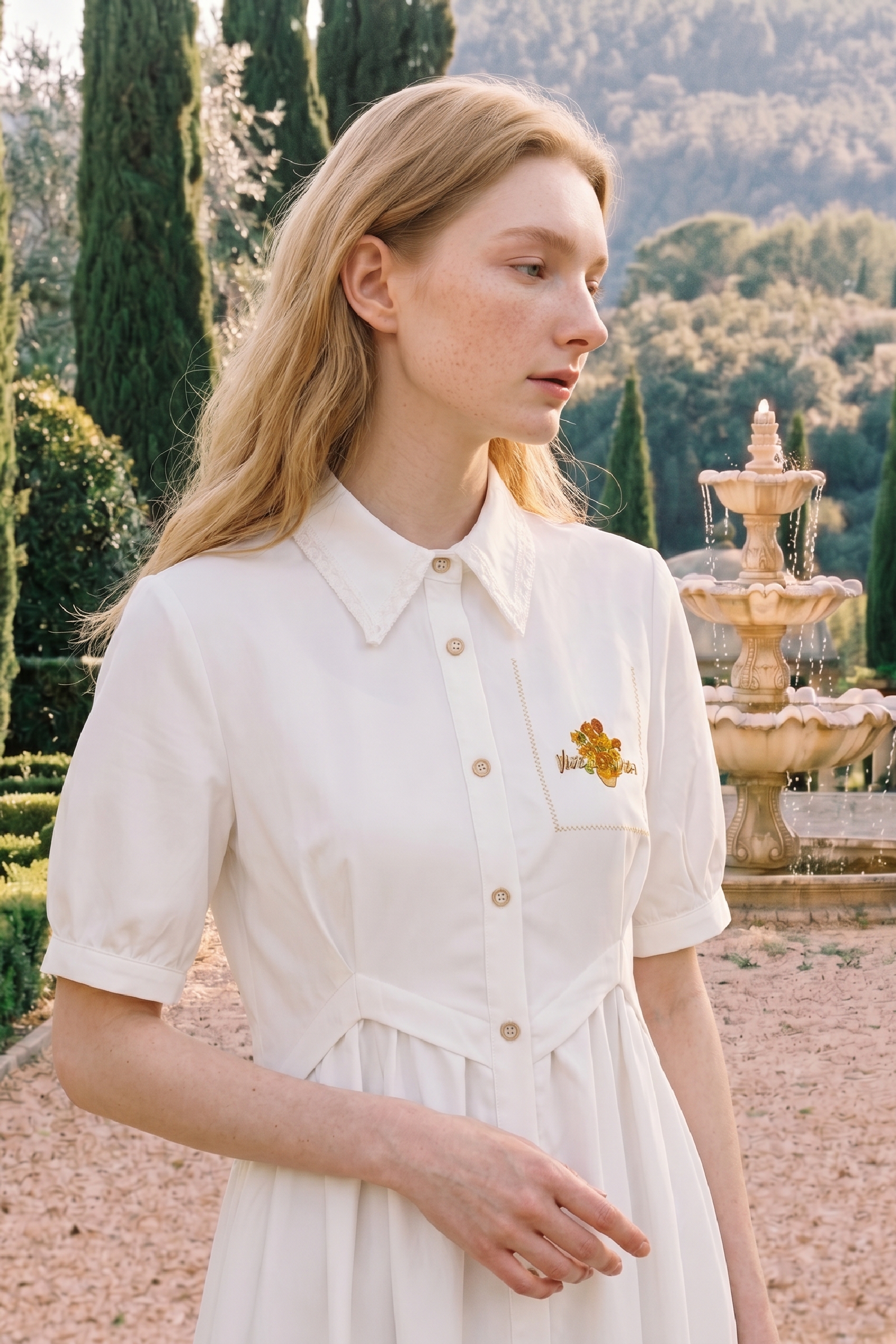 Lapel Collar Waistband Midi Dress