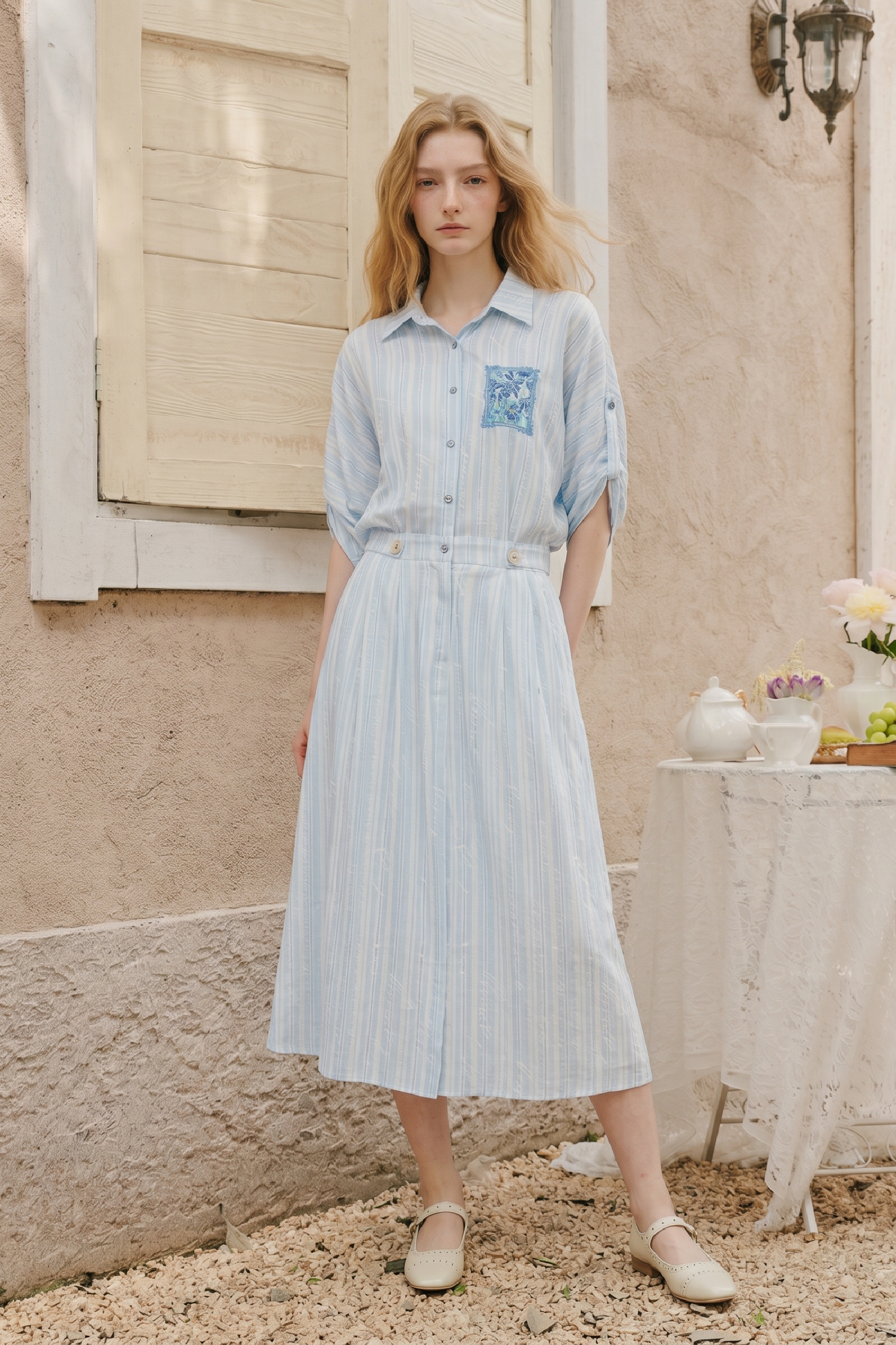 3/4 Sleeve Waist Cinched Dress