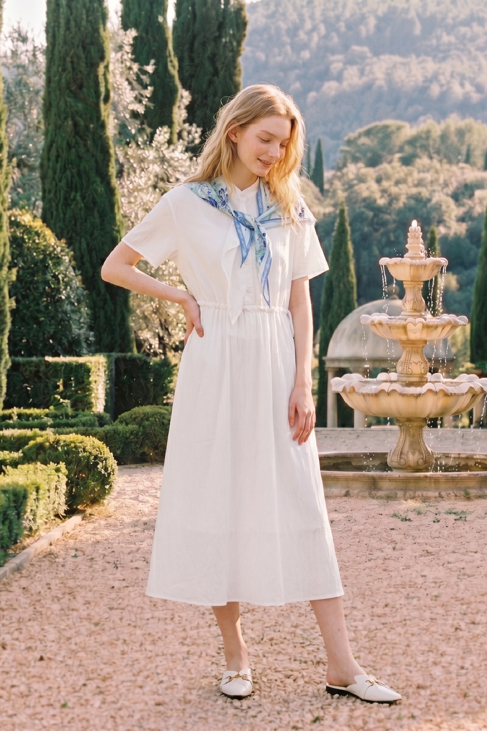 Spliced Flowy Floor Length Dress