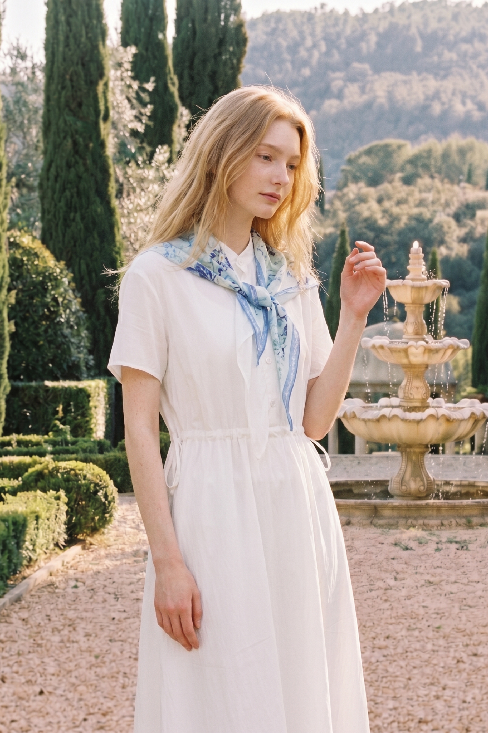 Spliced Flowy Floor Length Dress