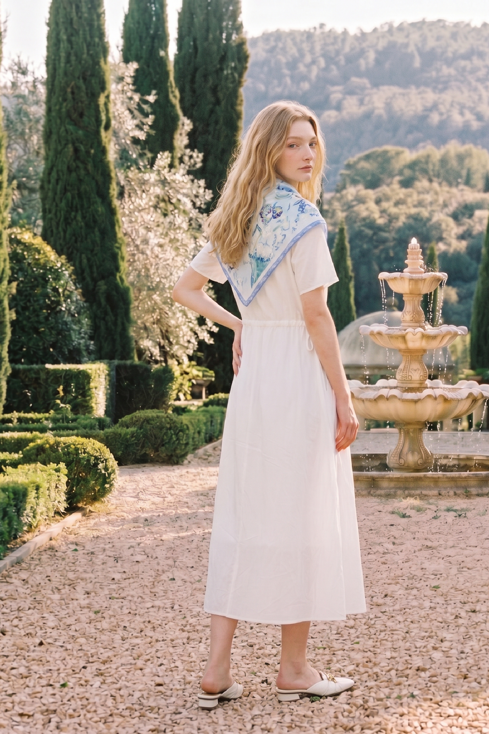 Spliced Flowy Floor Length Dress