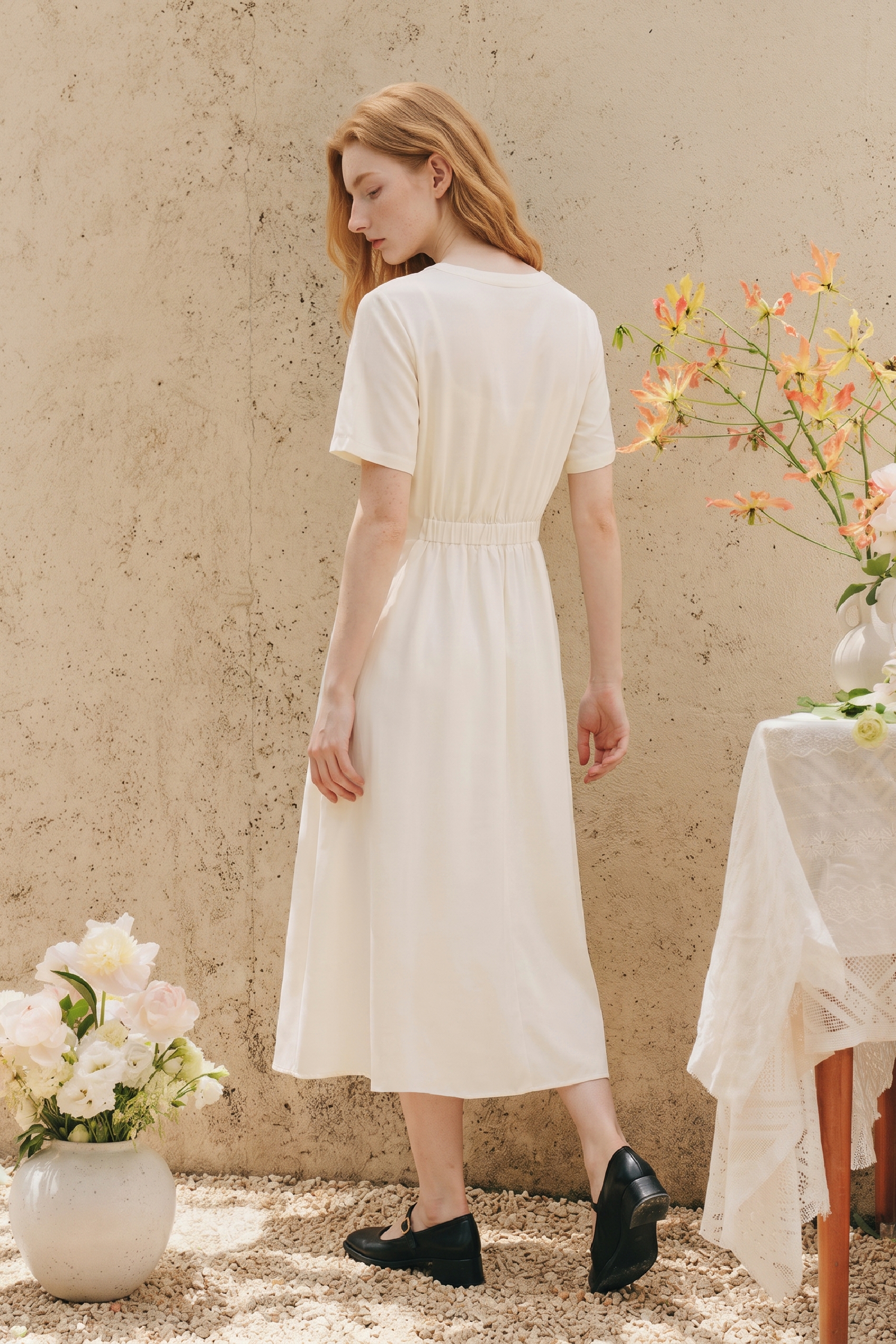 Versatile Solid Color Midi Dress
