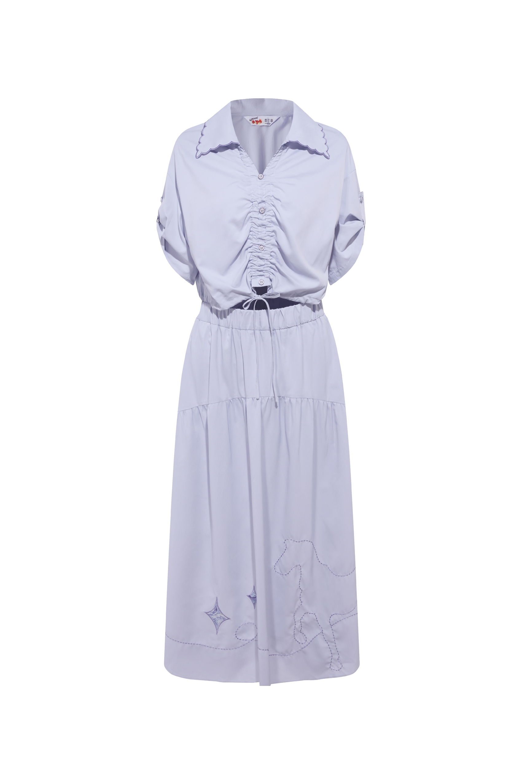 Waist Cinched Flowy Long Dress