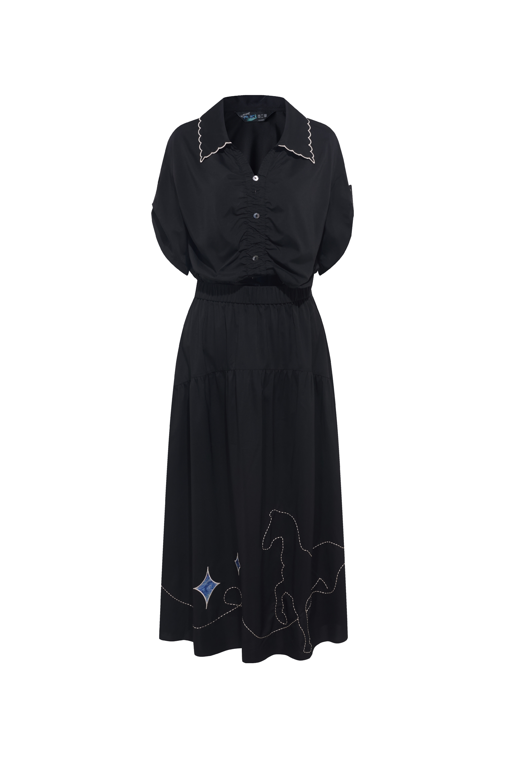 Waist Cinched Flowy Long Dress